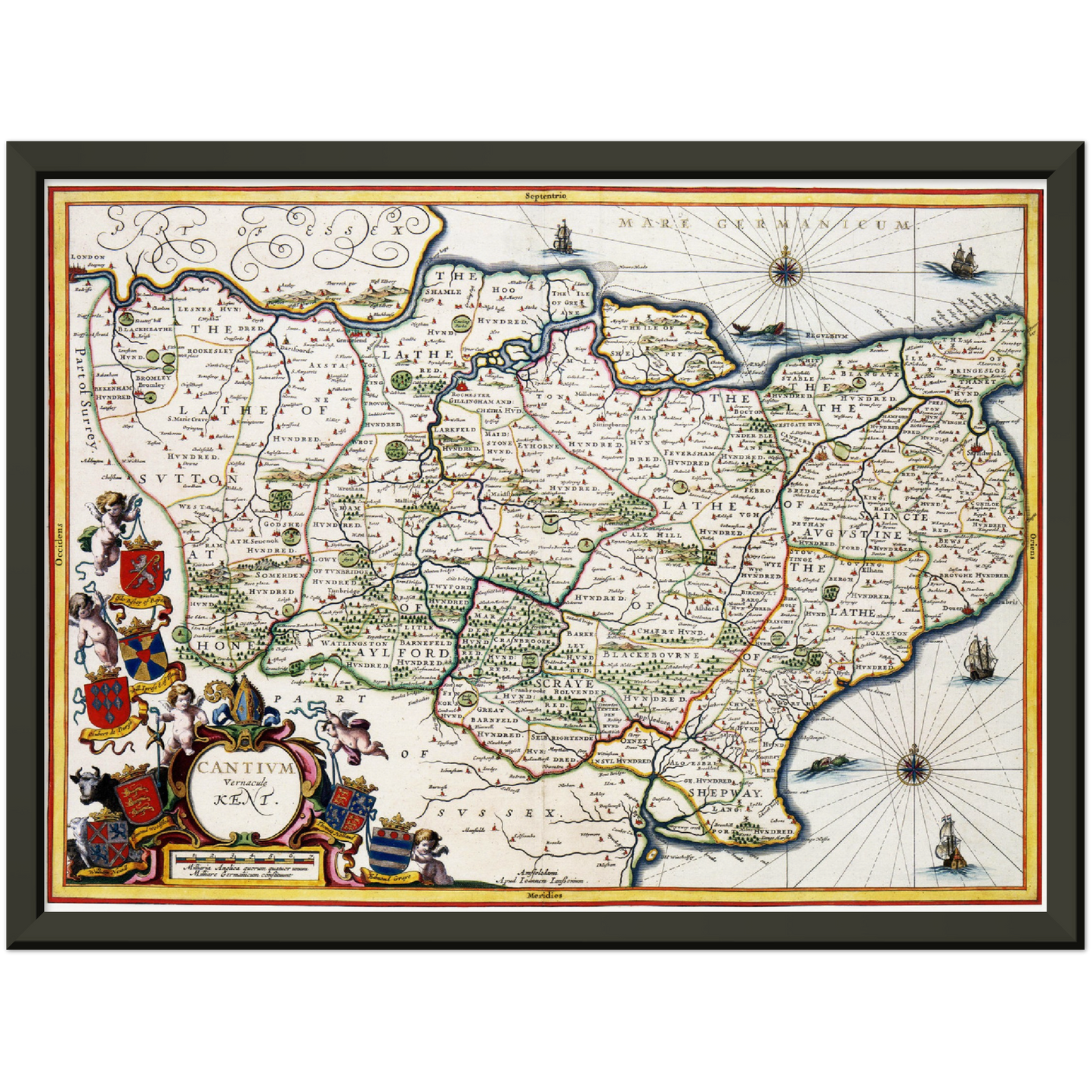 Historische Landkarte Kent um 1646