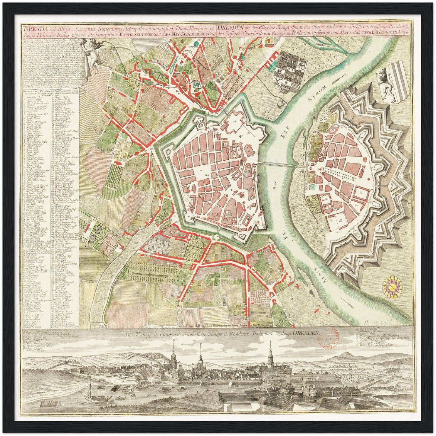 Historischer Stadtplan Dresden um 1750