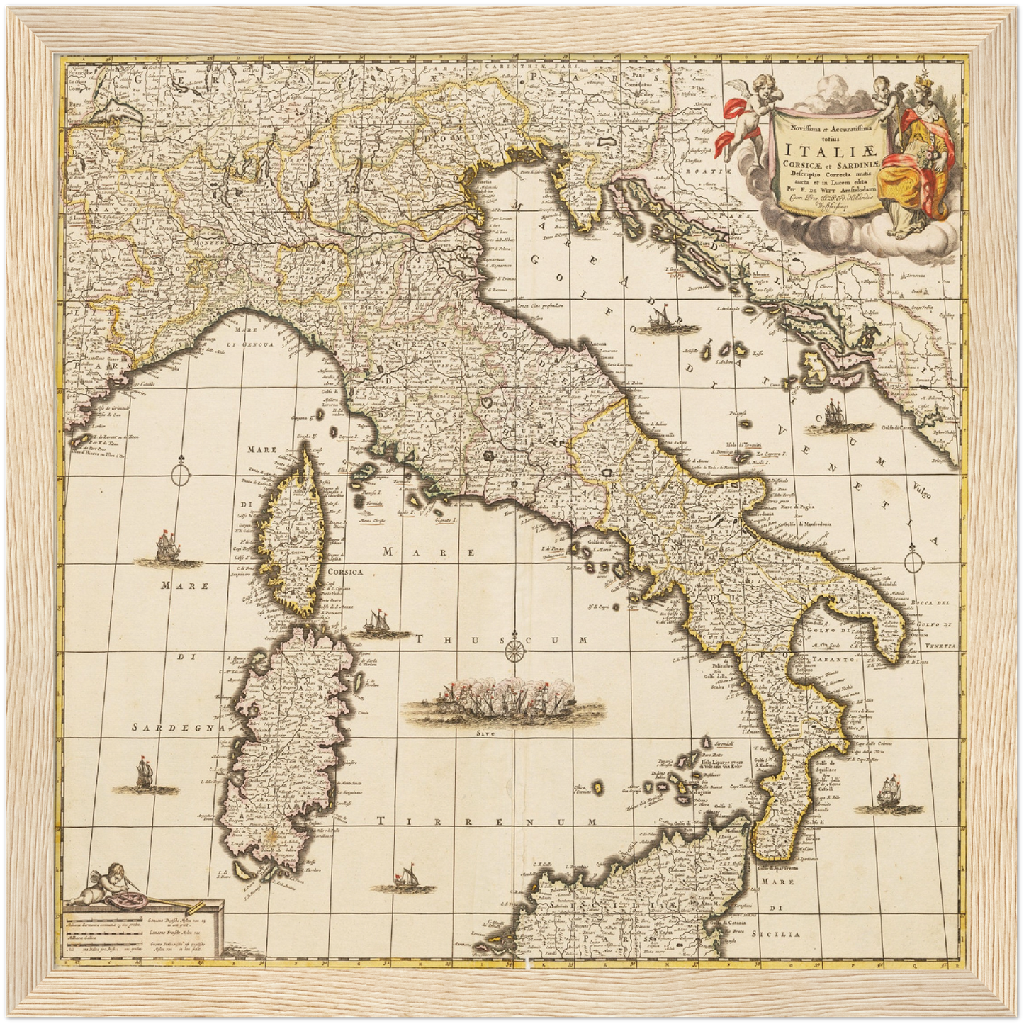 Historische Landkarte Italien um 1698