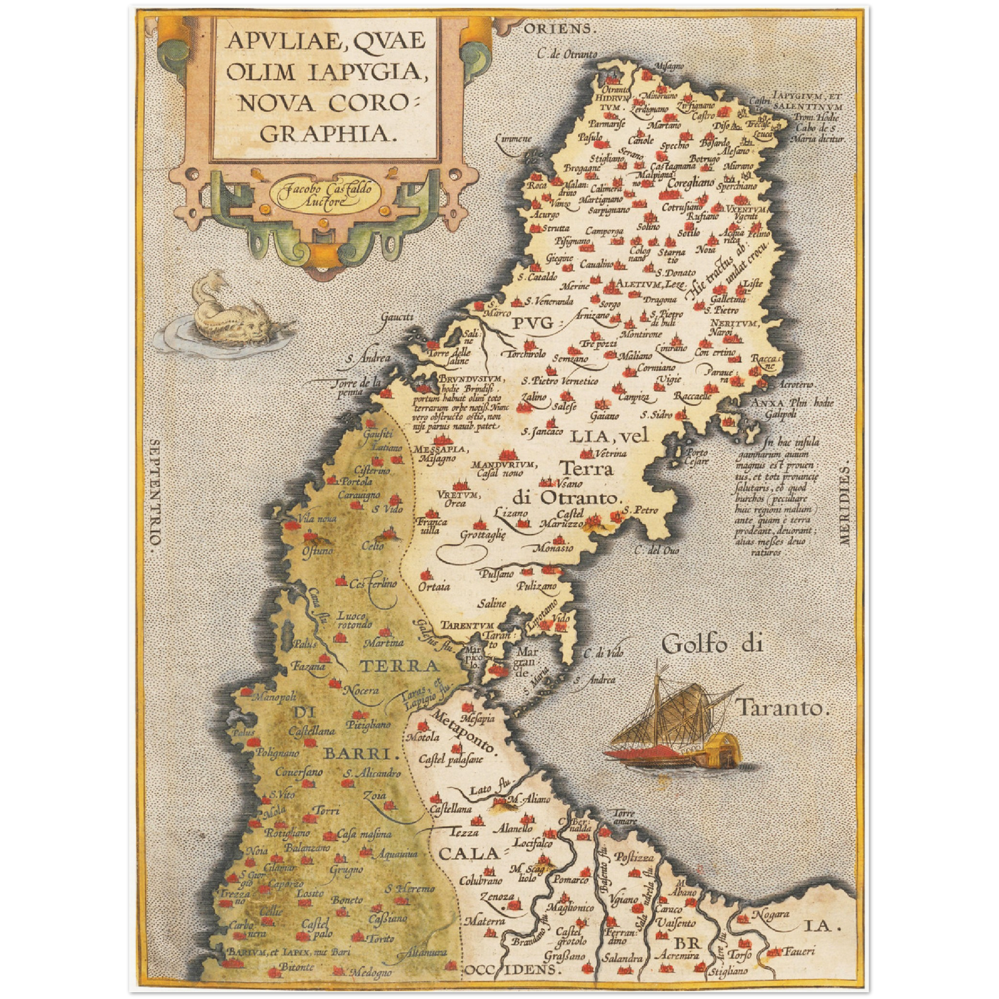 Historische Landkarte Apulien um 1609