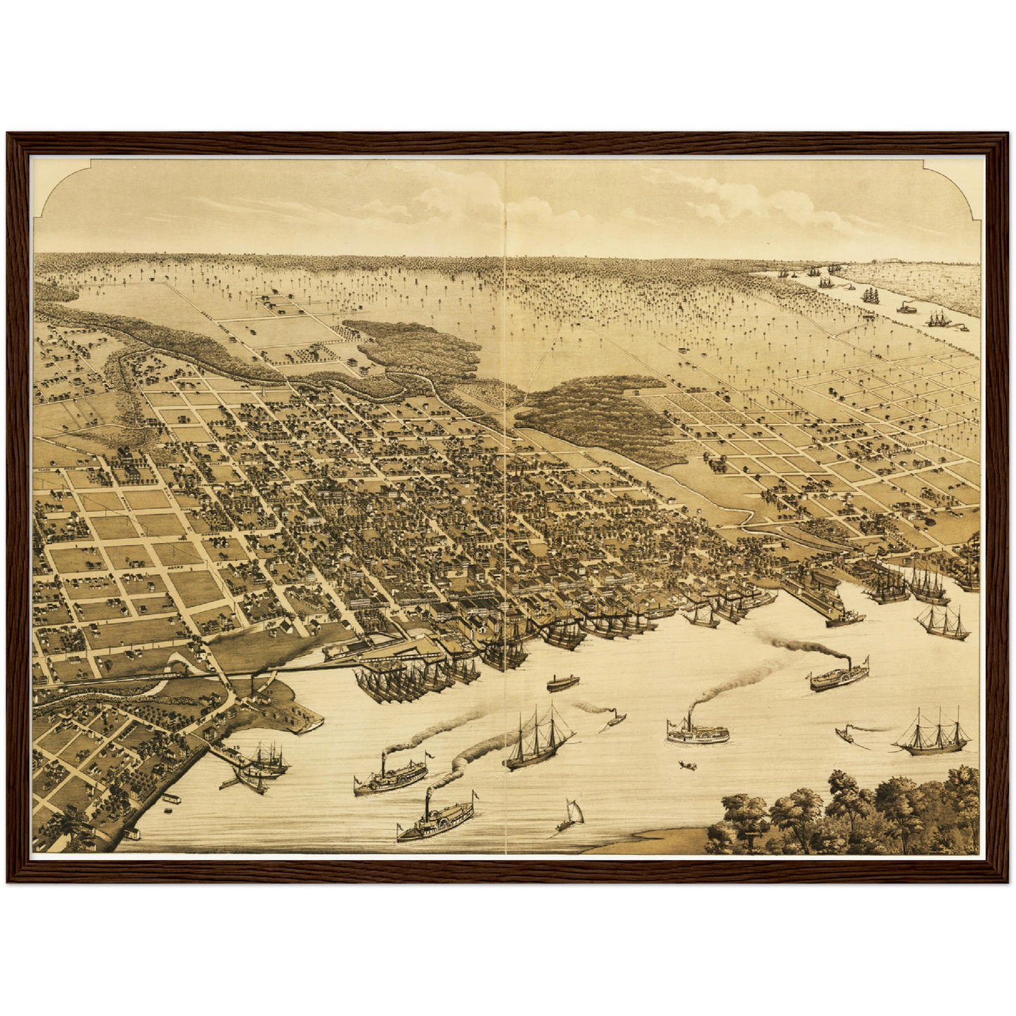 Historische Stadtansicht Jacksonville um 1876