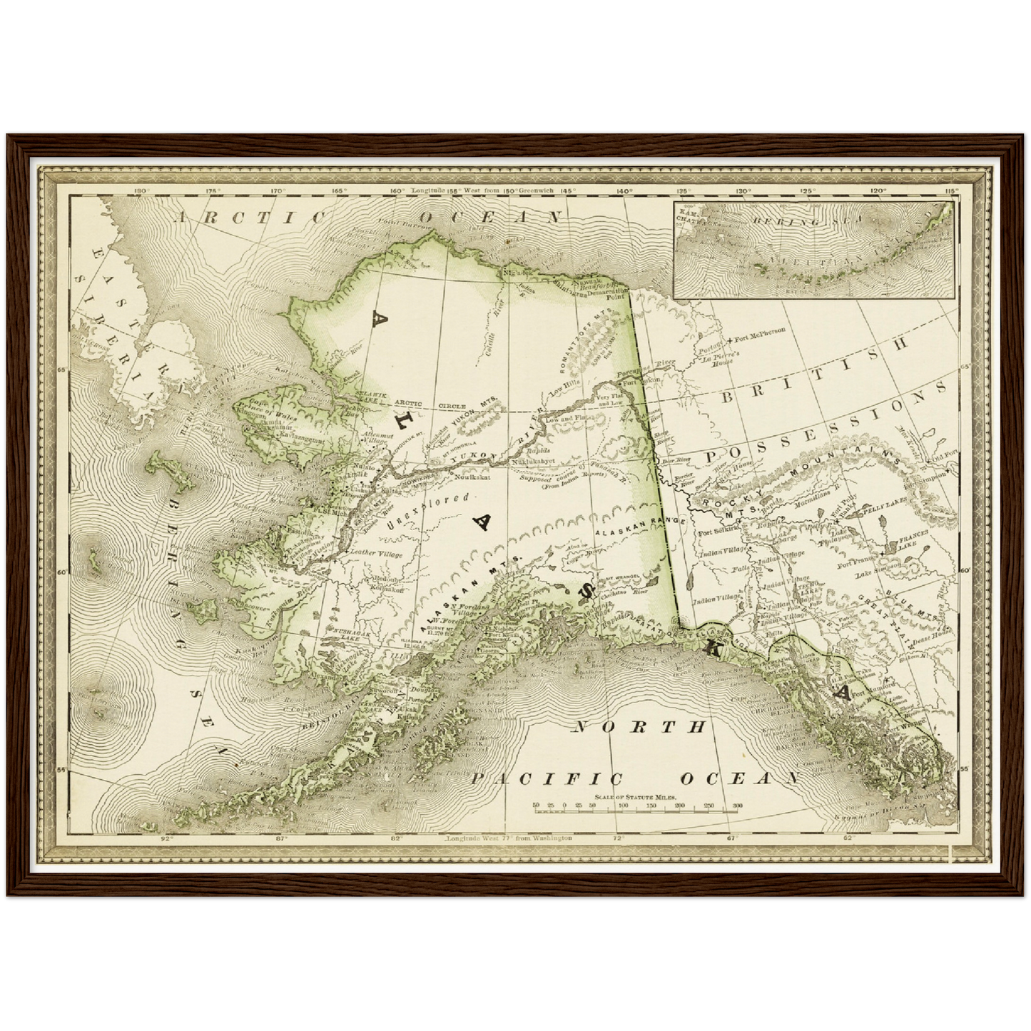 Historische Landkarte Alaska um 1882
