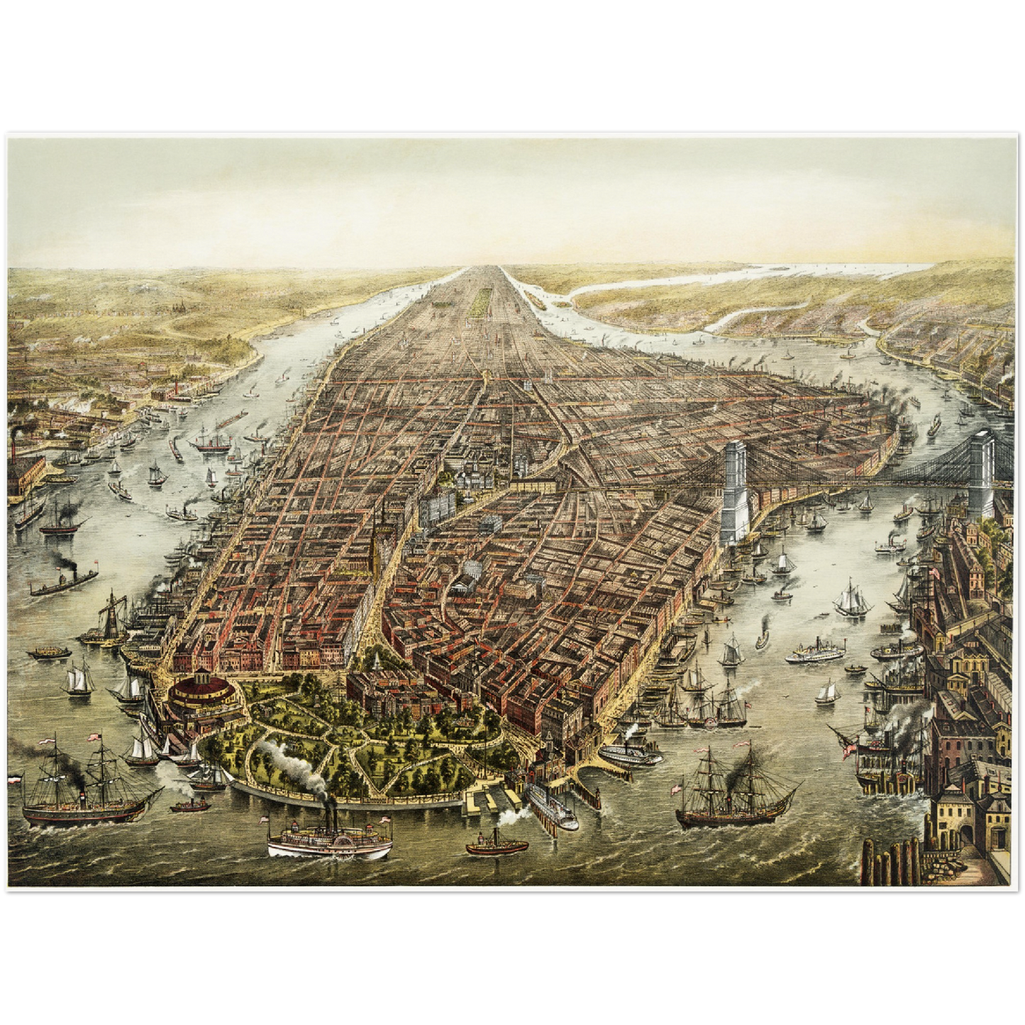 Historische Stadtansicht New York City um 1873
