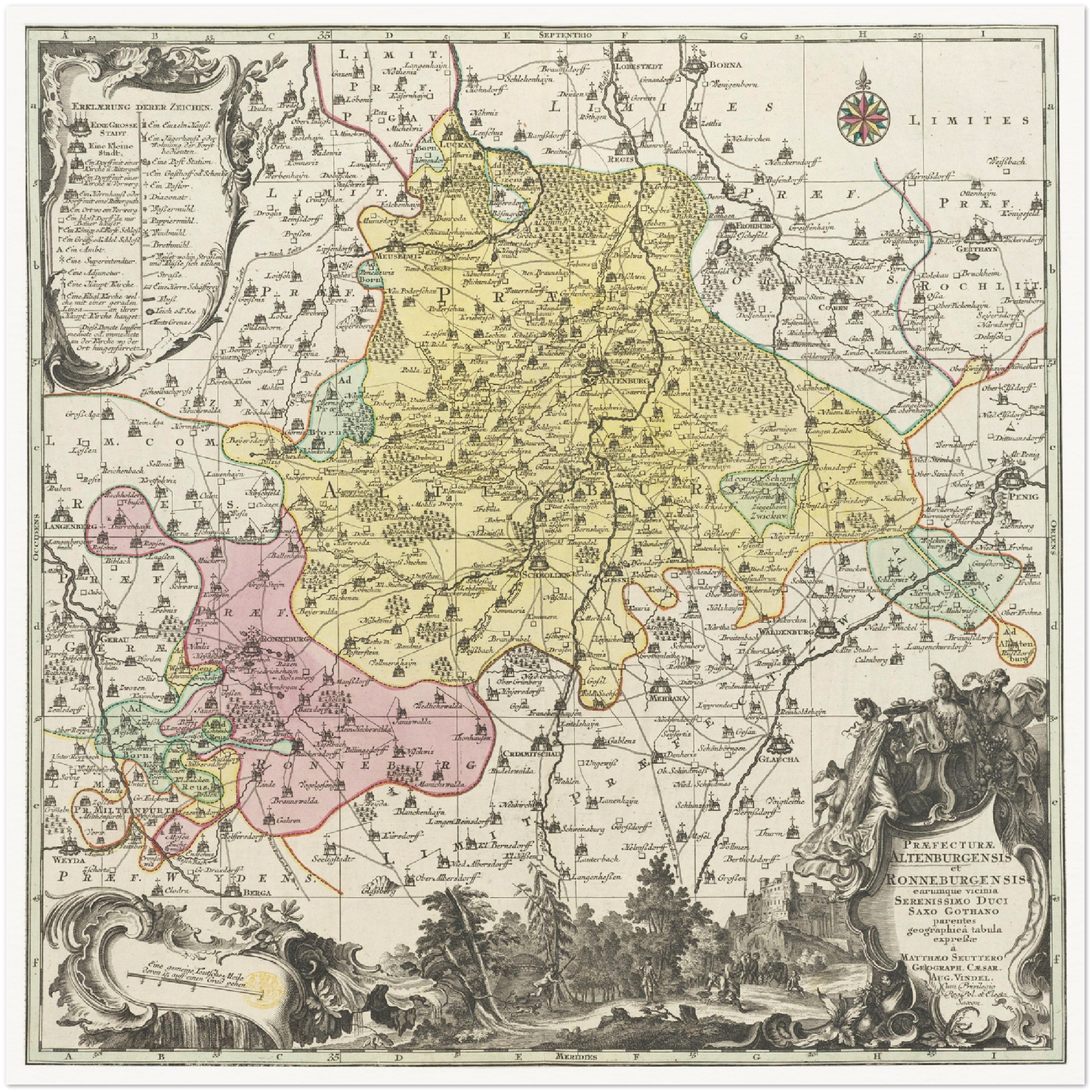 Historische Landkarte Altenburg um 1750