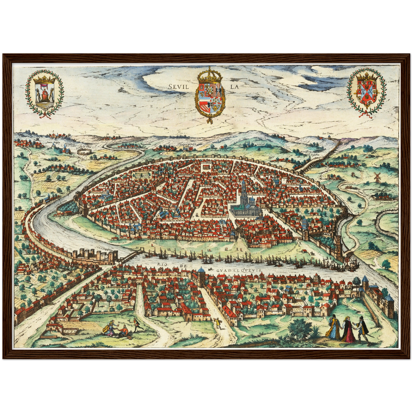Historische Stadtansicht Sevilla um 1612