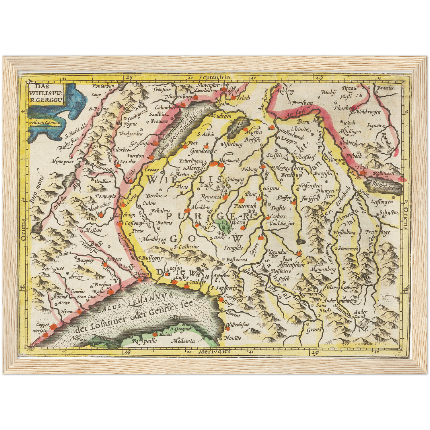 Historische Landkarte Wiflisburgergau um 1609