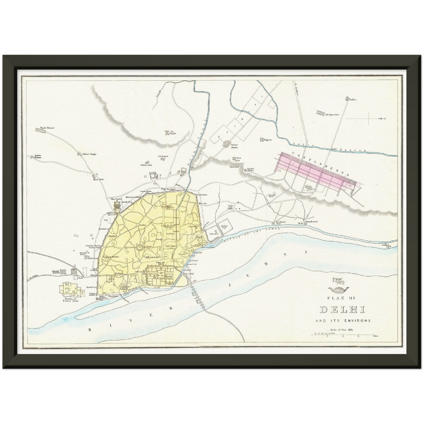Historischer Stadtplan Delhi um 1867