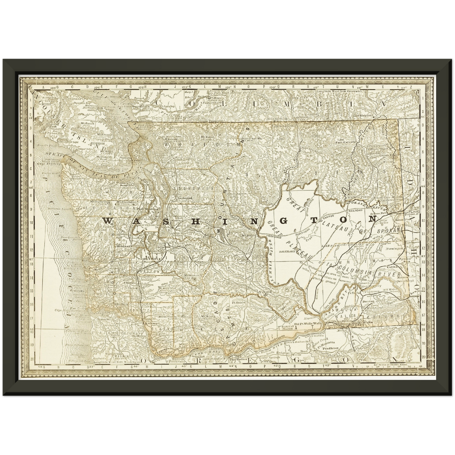 Historische Landkarte Washington um 1882