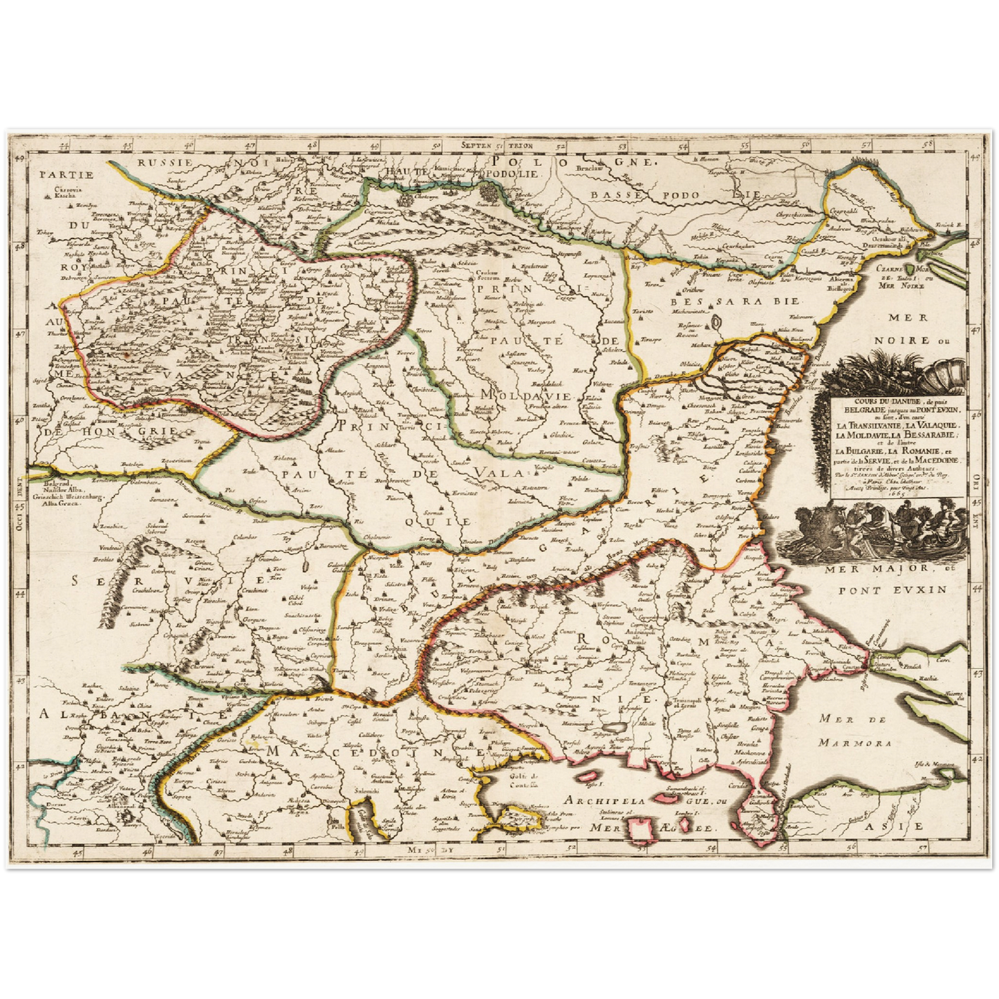 Historische Landkarte Bulgarien um 1665