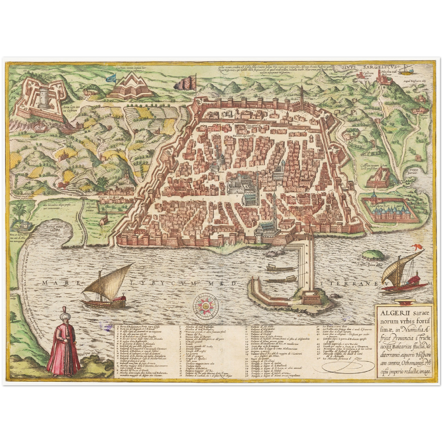 Historischer Stadtplan Algier um 1582