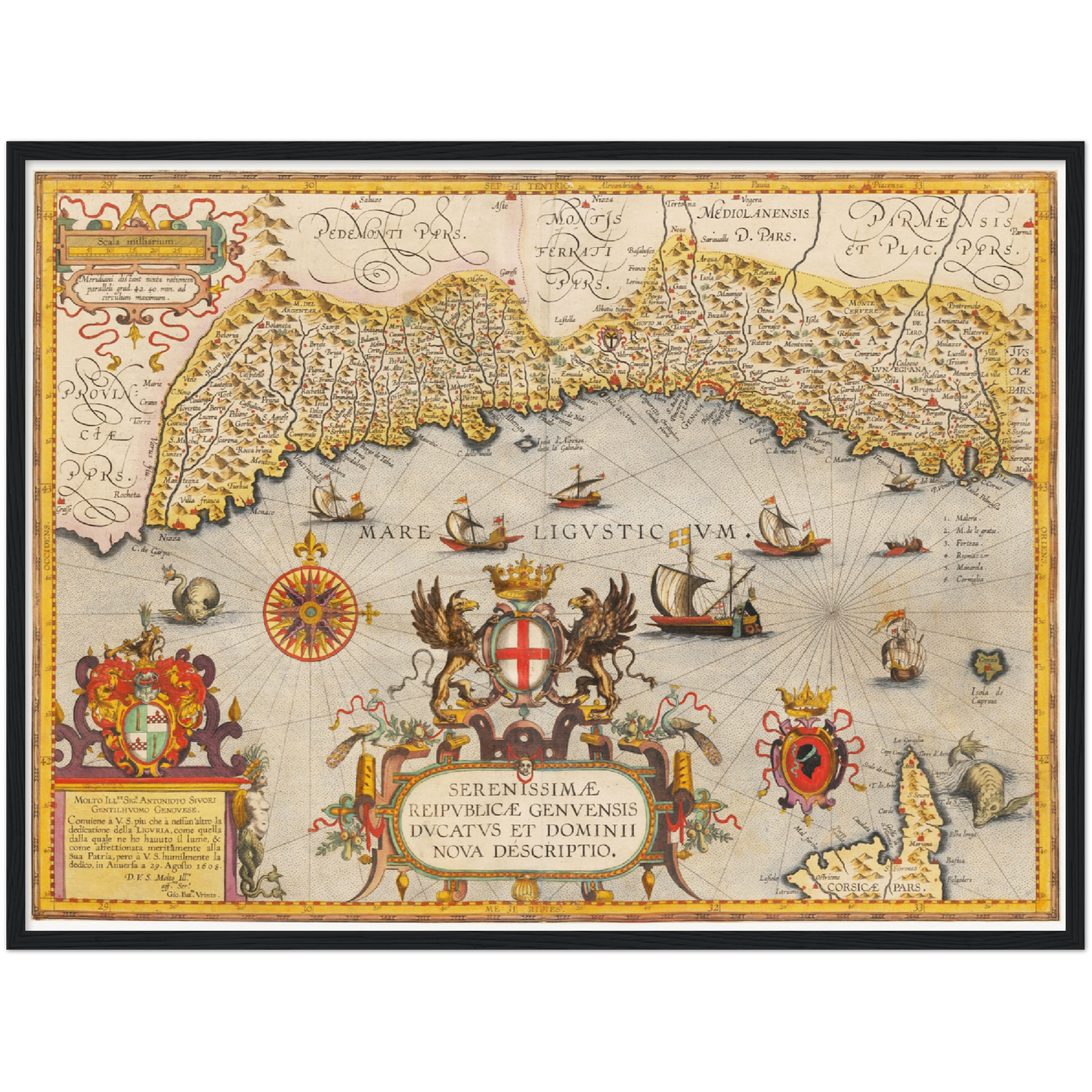 Historische Landkarte Ligurien um 1609