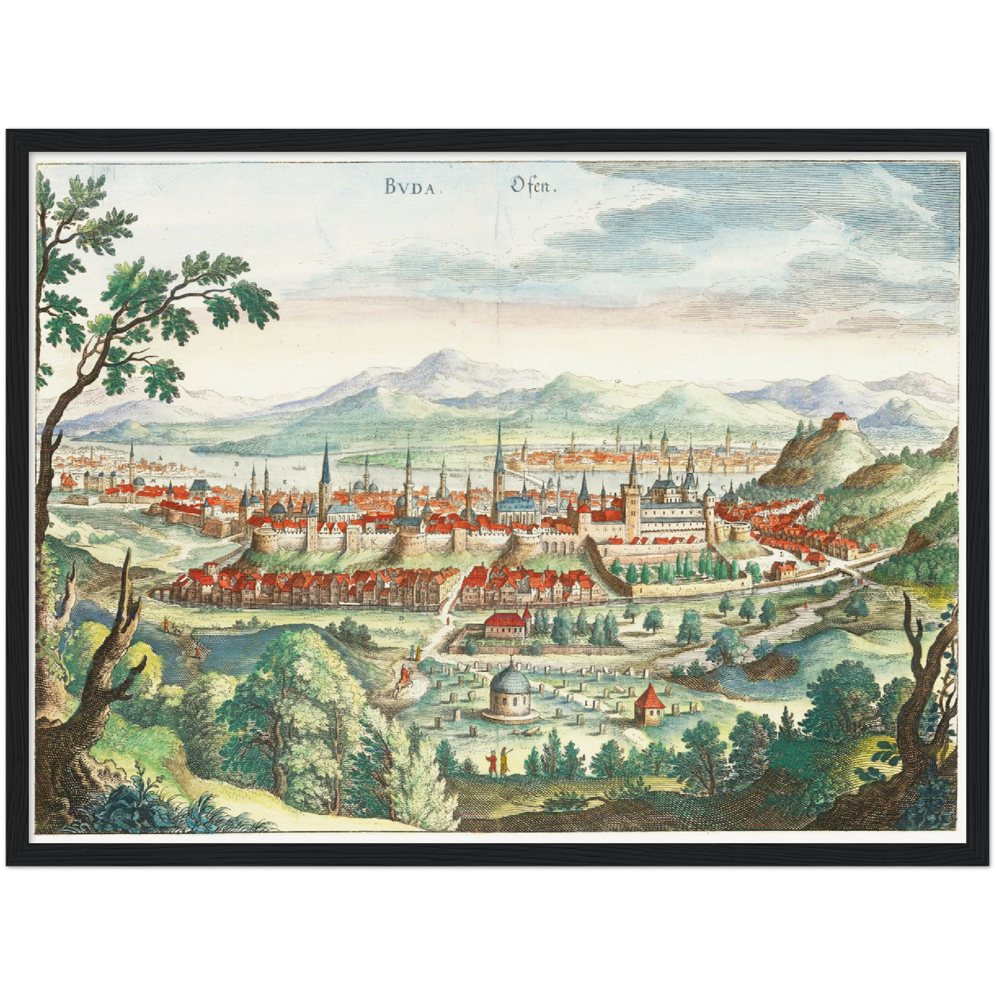 Historische Stadtansicht Budapest um 1636