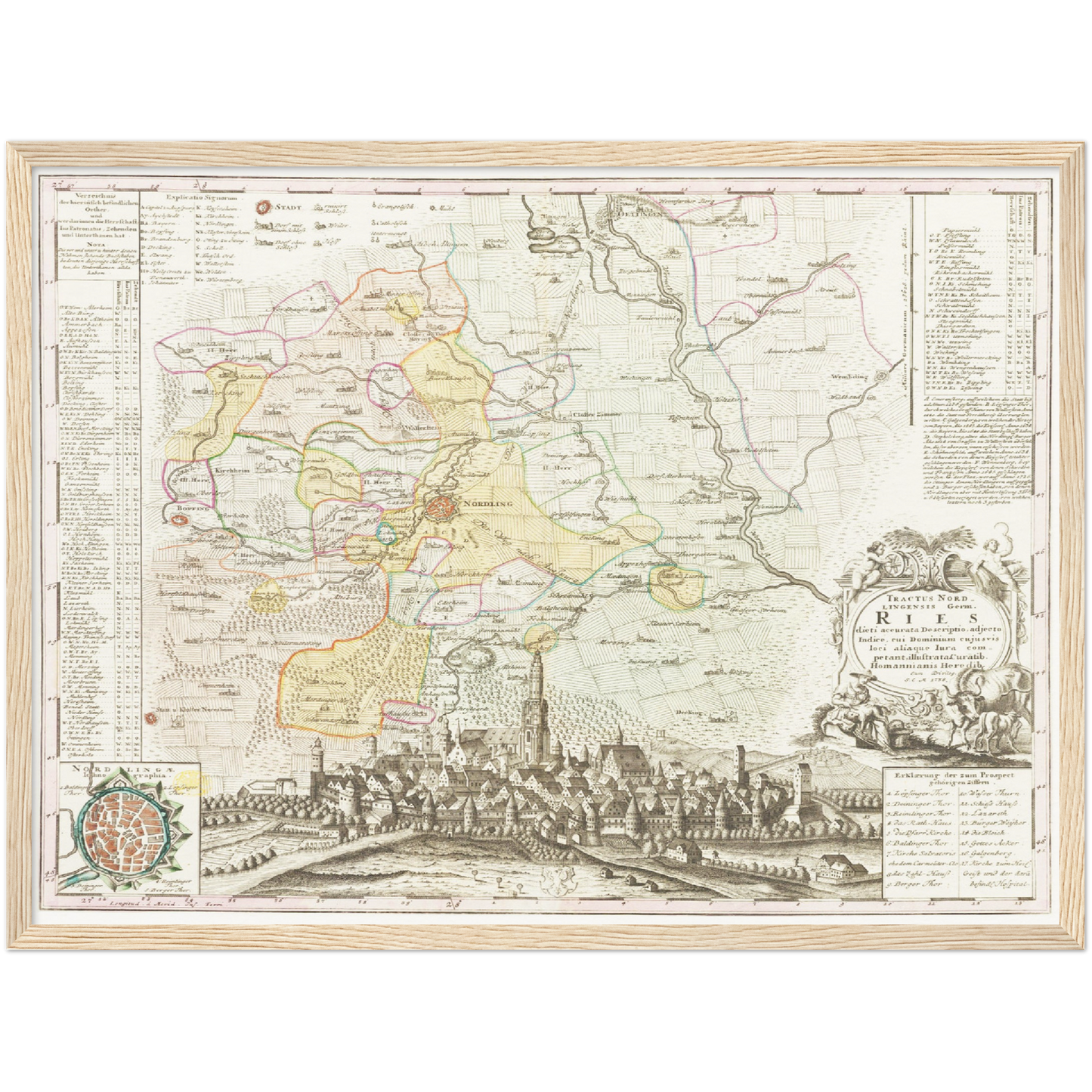 Historische Landkarte Nördlingen um 1738