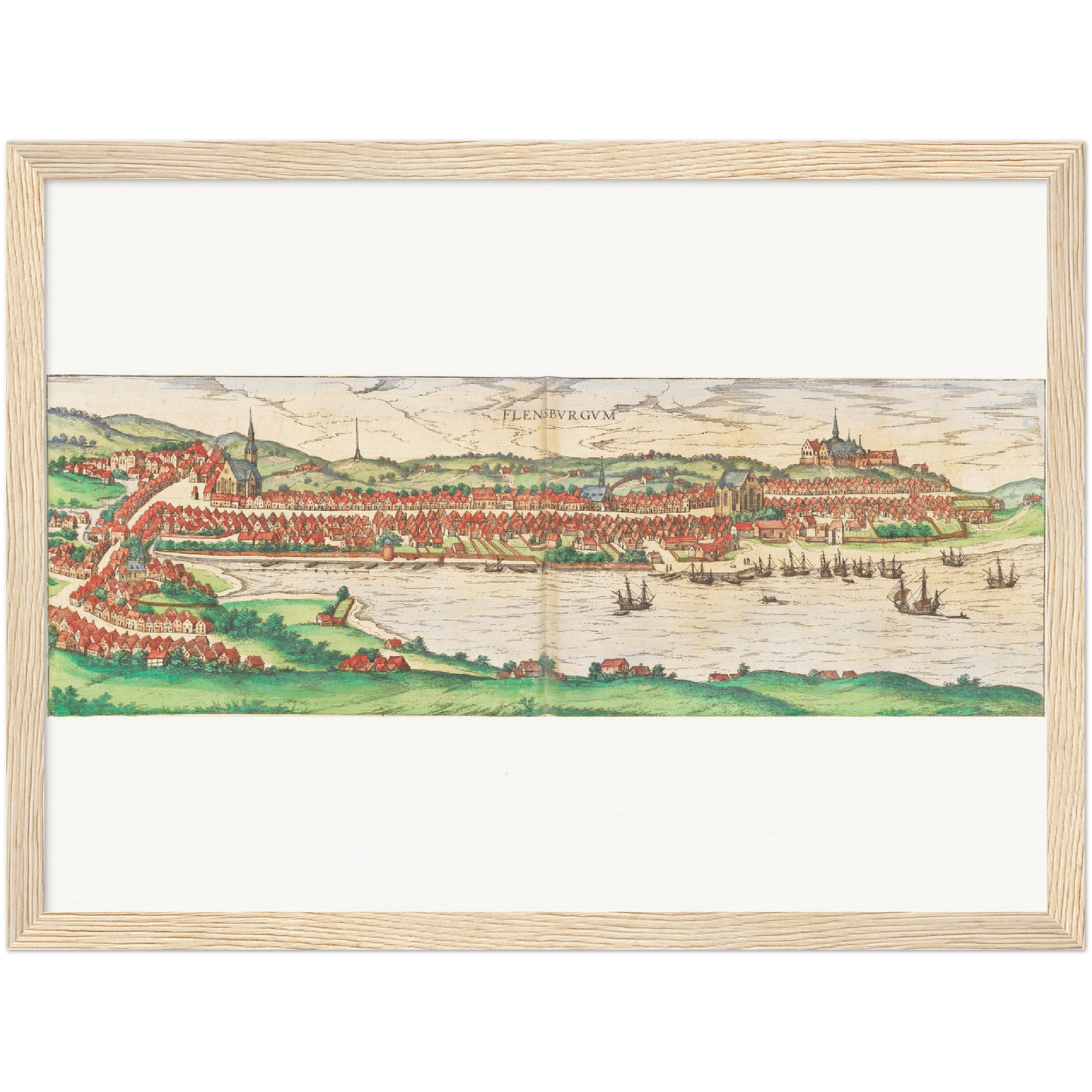 Historische Stadtansicht Flensburg um 1592