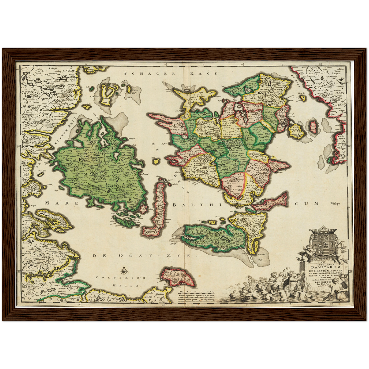 Historische Landkarte Dänische Inseln um 1688
