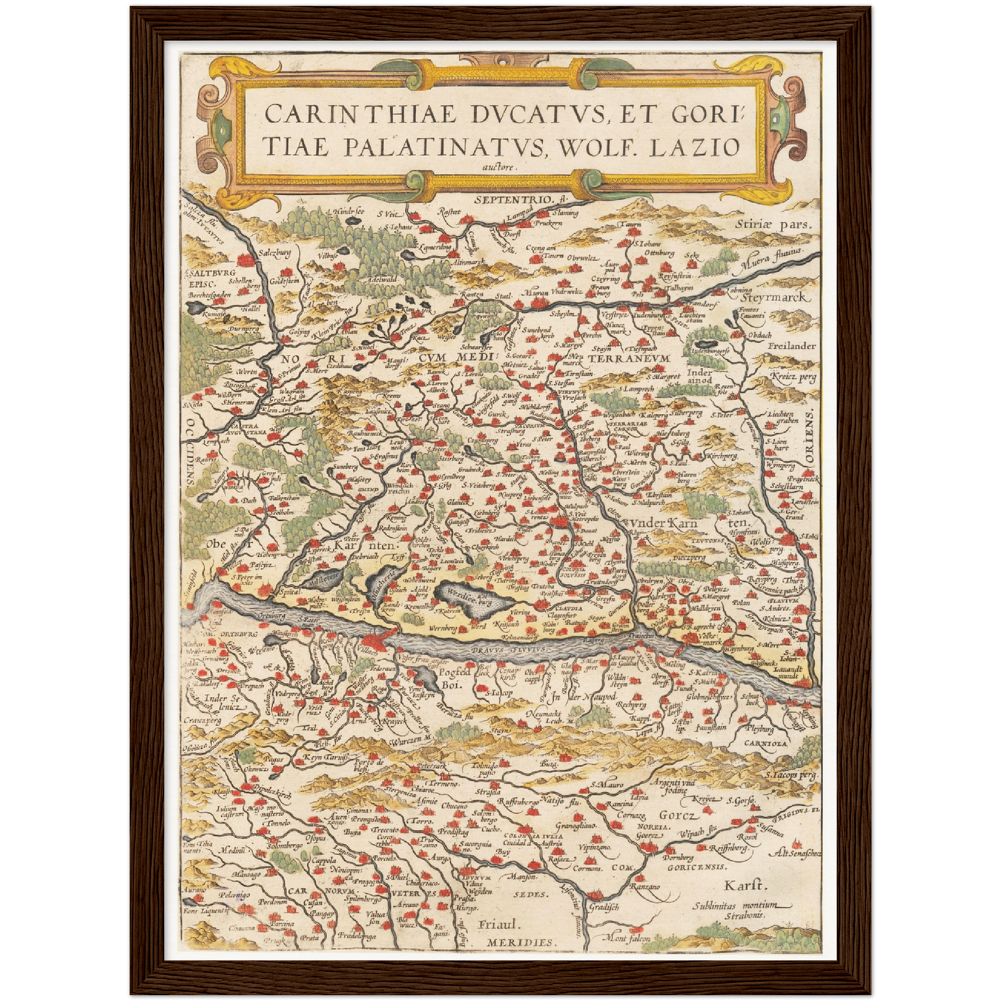 Historische Landkarte Kärnten um 1609