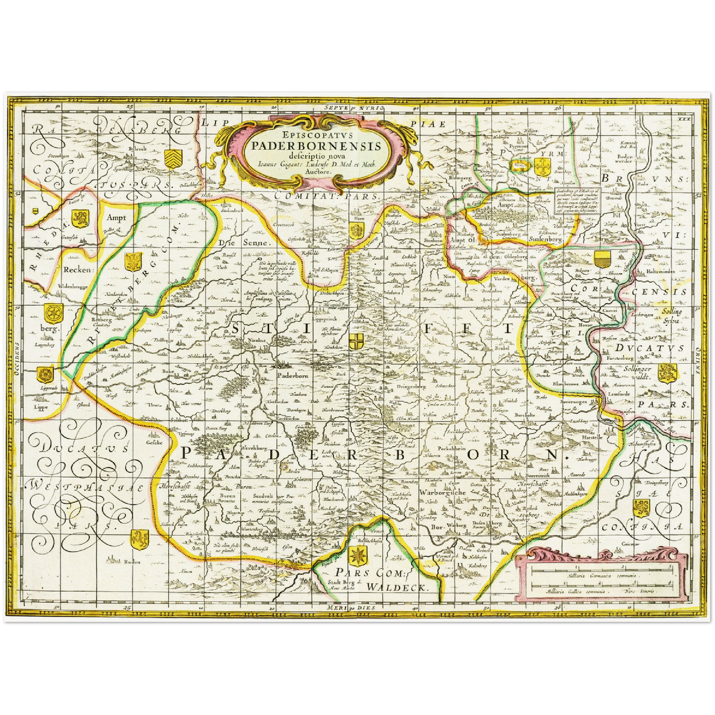 Historische Landkarte Paderborn um 1700