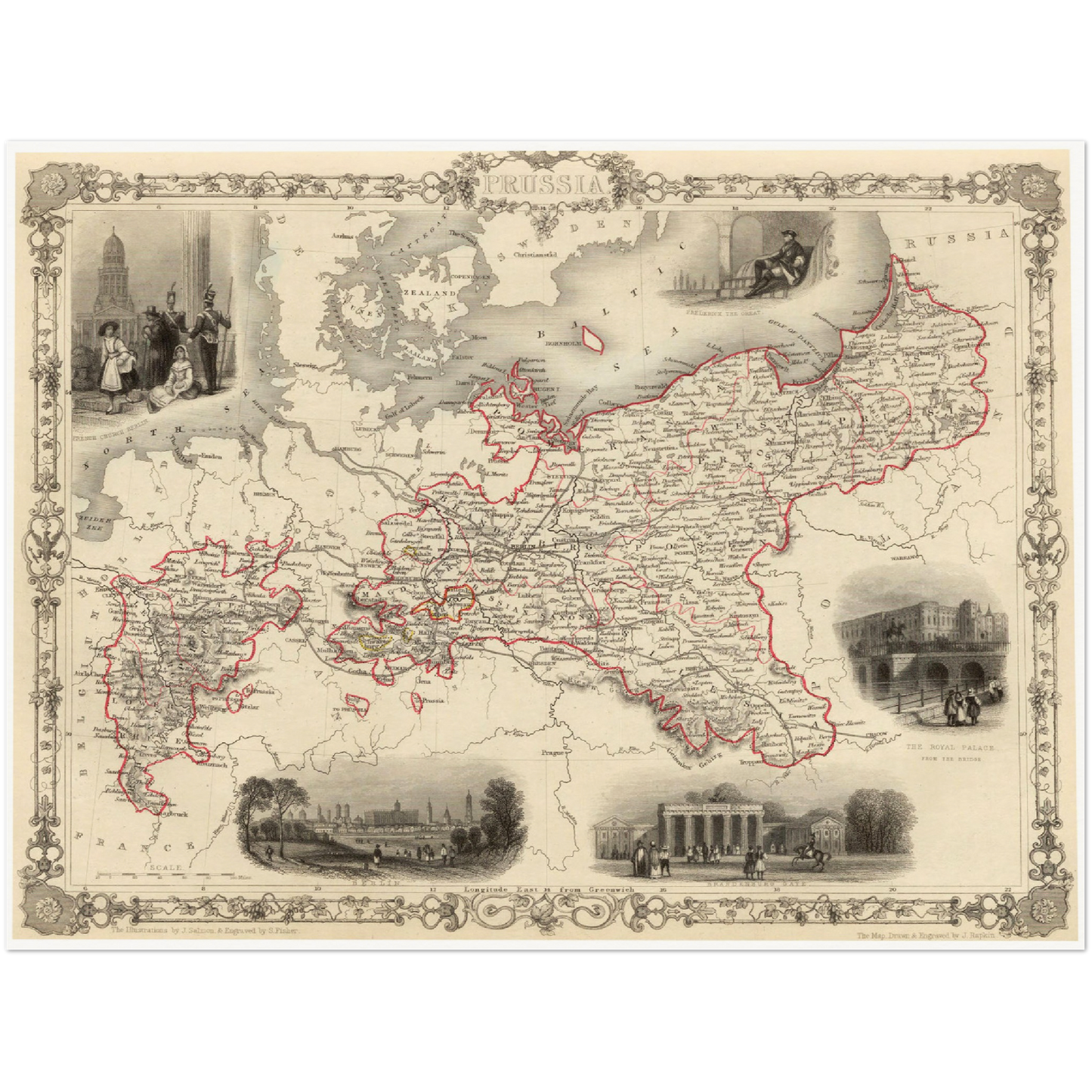 Historische Landkarte Preußen um 1850