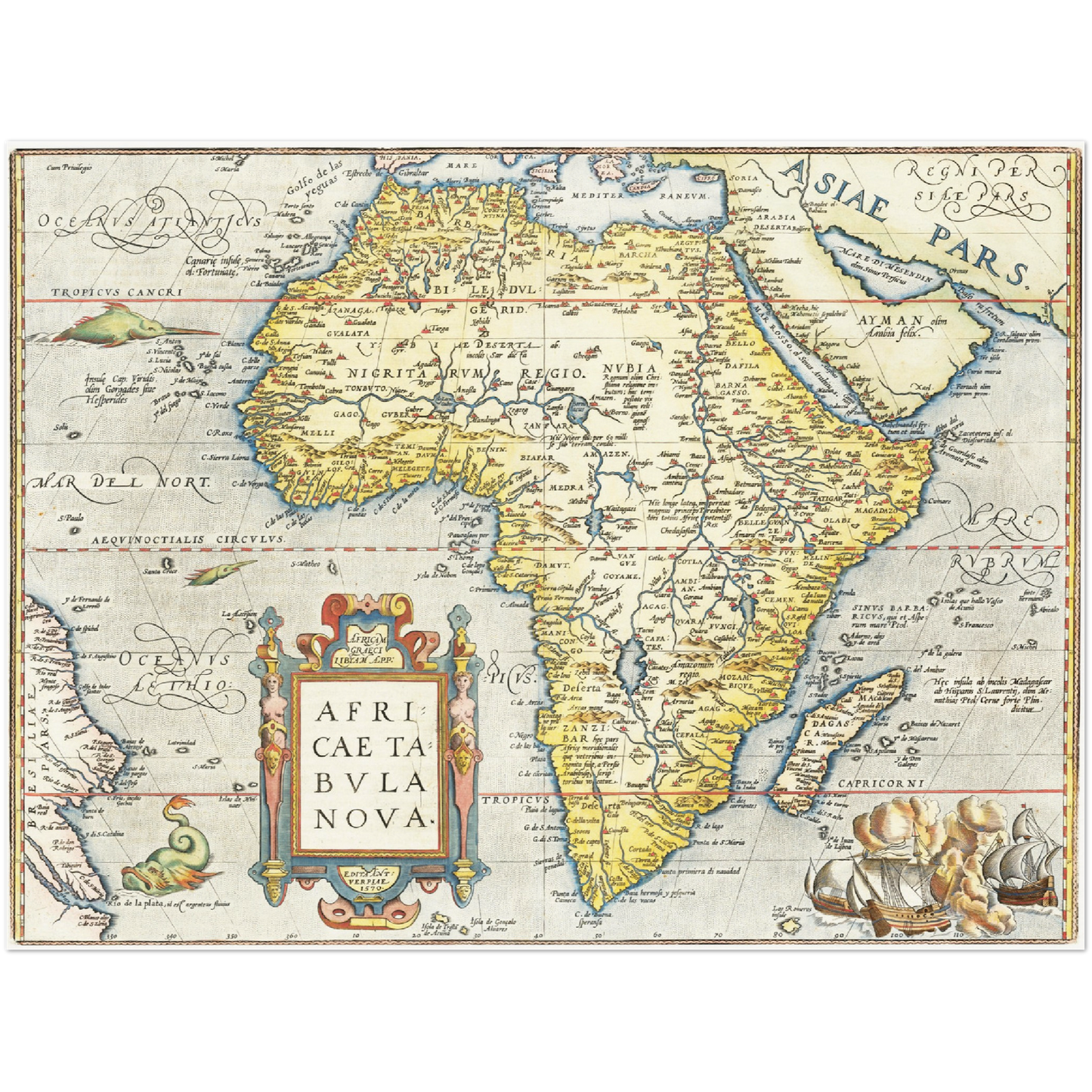 Historische Landkarte Afrika um 1570