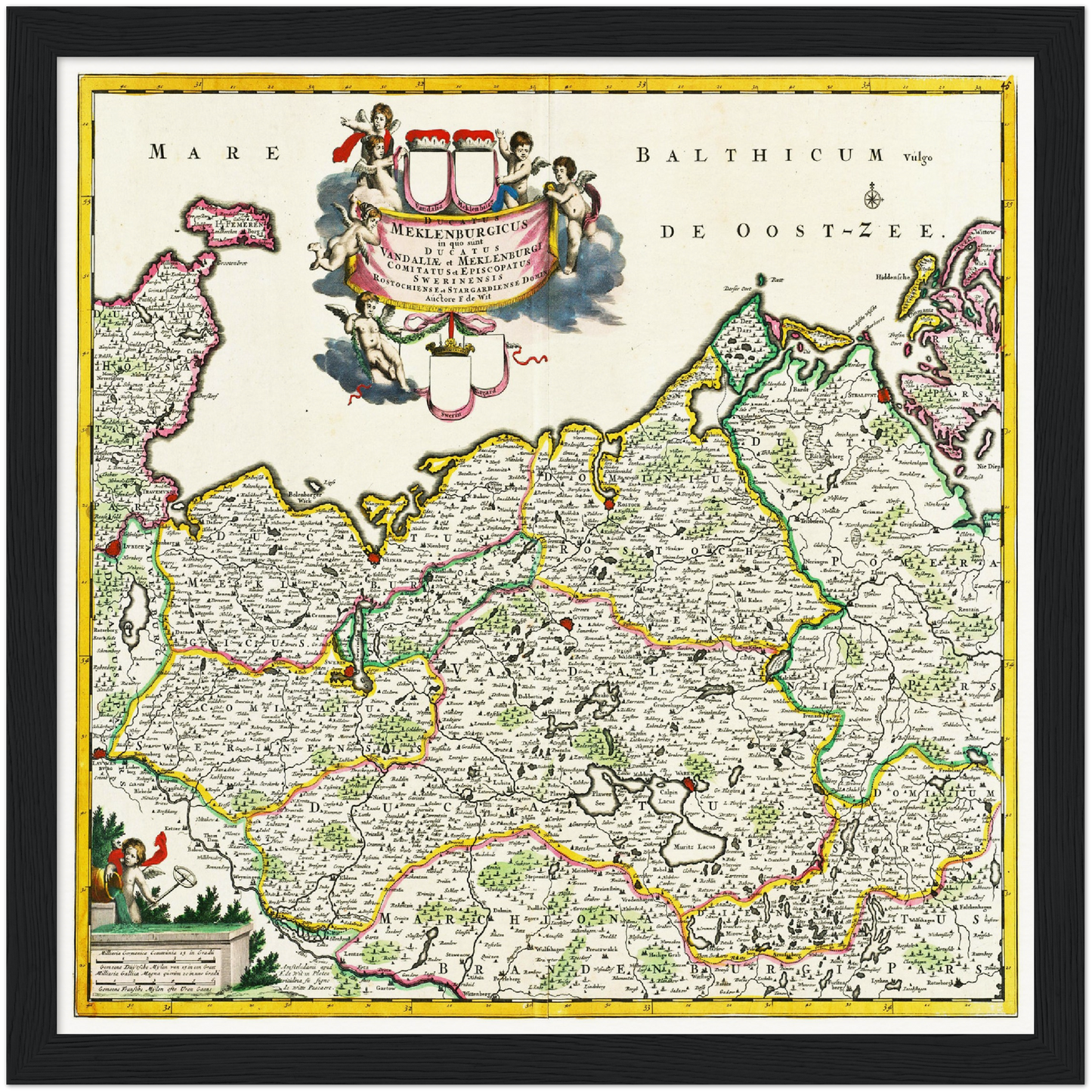 Historische Landkarte Mecklenburg um 1680