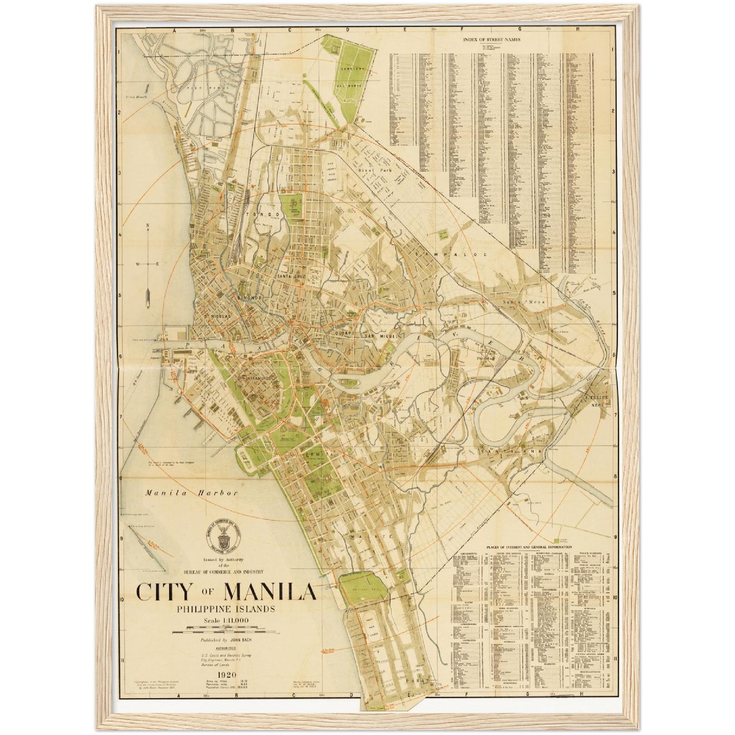 Historischer Stadtplan Manila um 1920