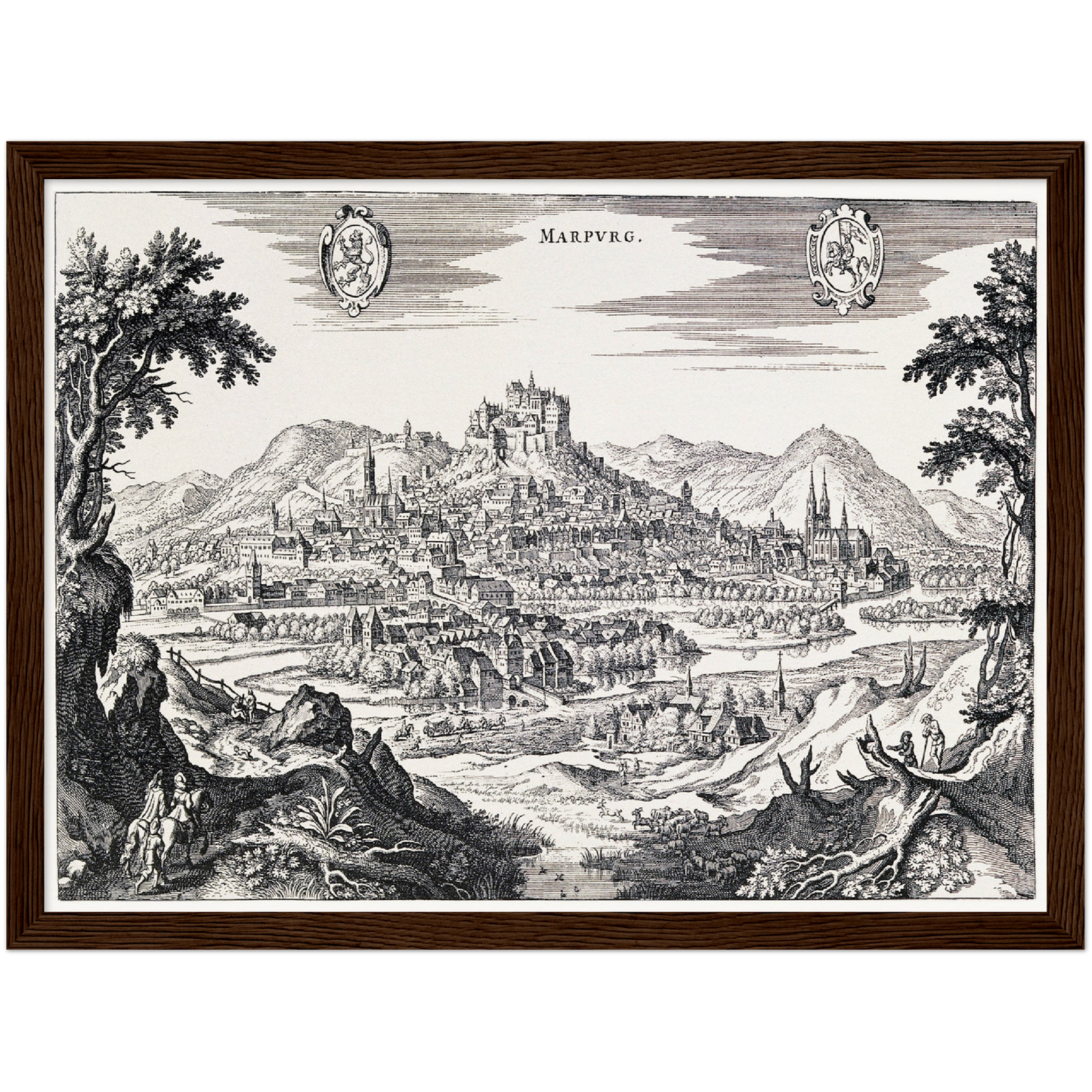 Historische Stadtansicht Marburg um 1646