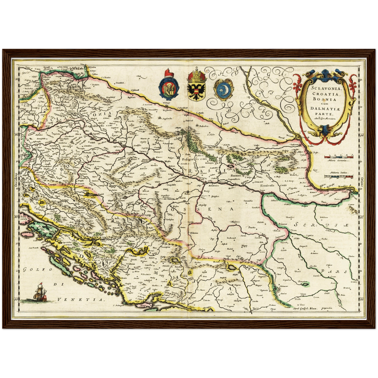 Historische Landkarte Bosnien um 1647