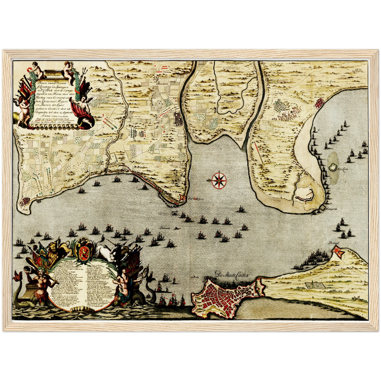 Historischer Stadtplan Cadiz um 1700
