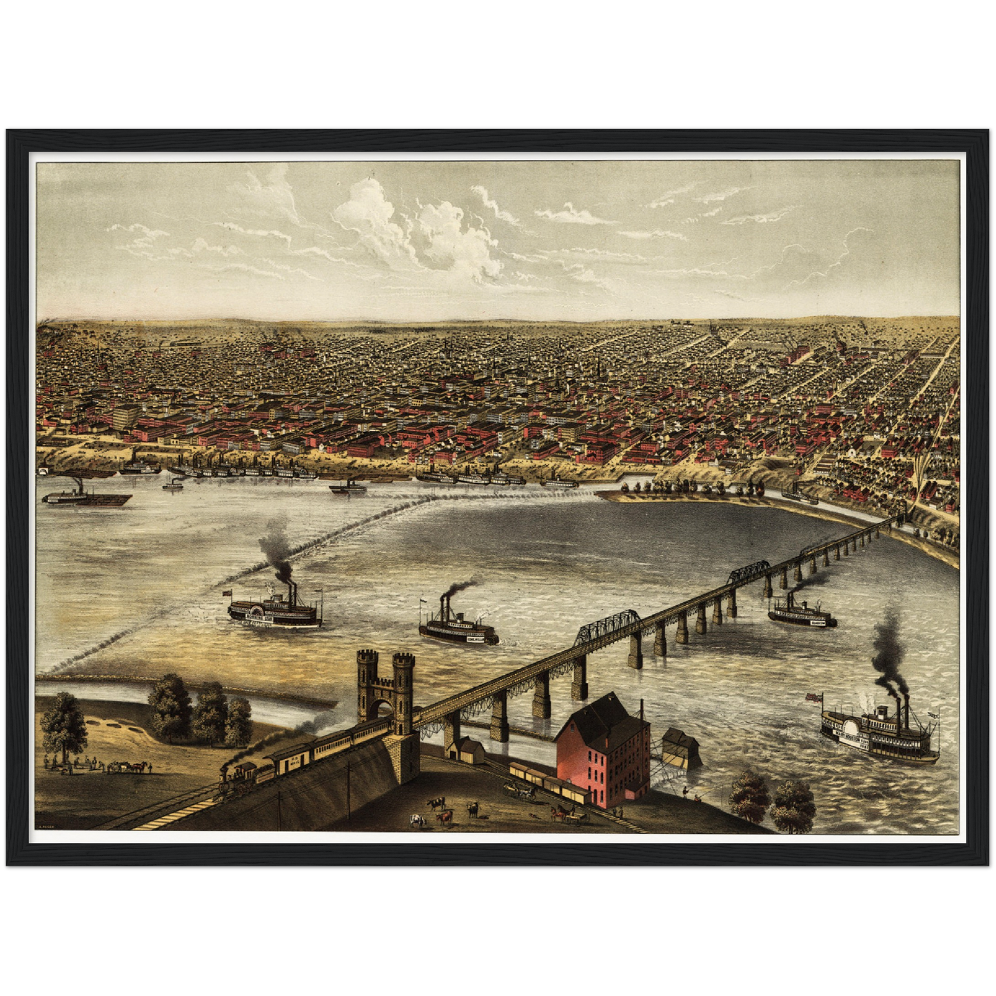 Historische Stadtansicht Louisville um 1876
