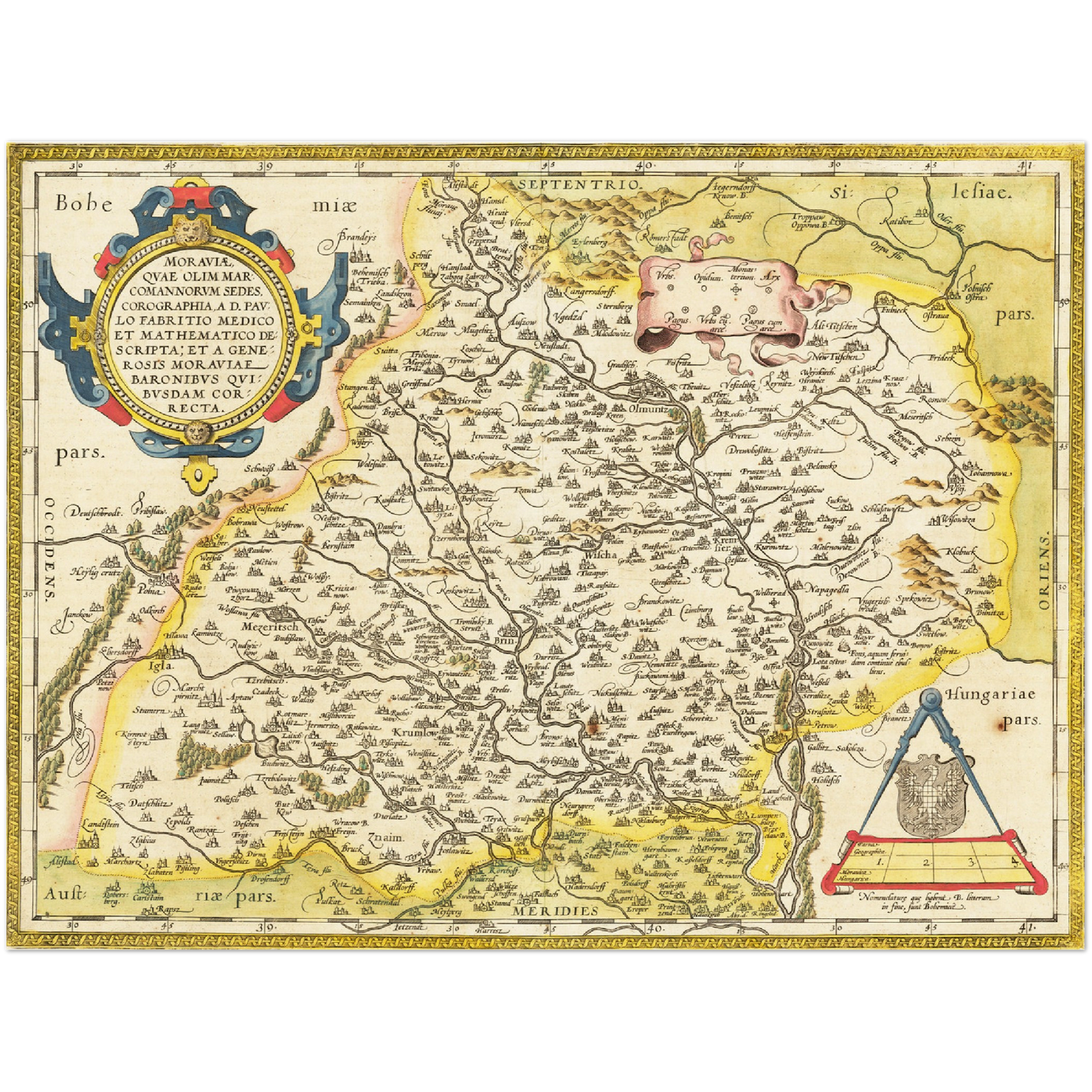 Historische Landkarte Mähren um 1609