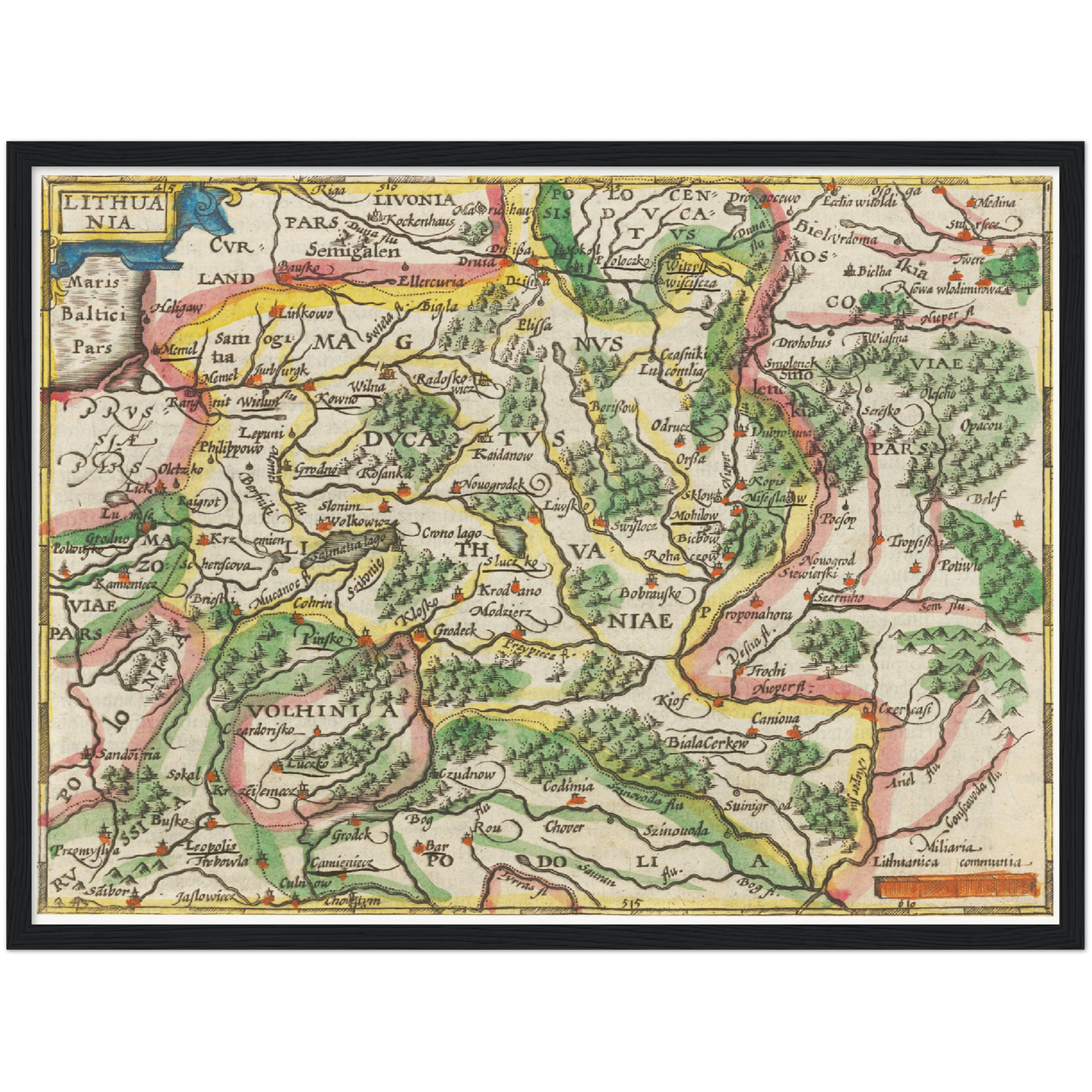 Historische Landkarte Litauen um 1609