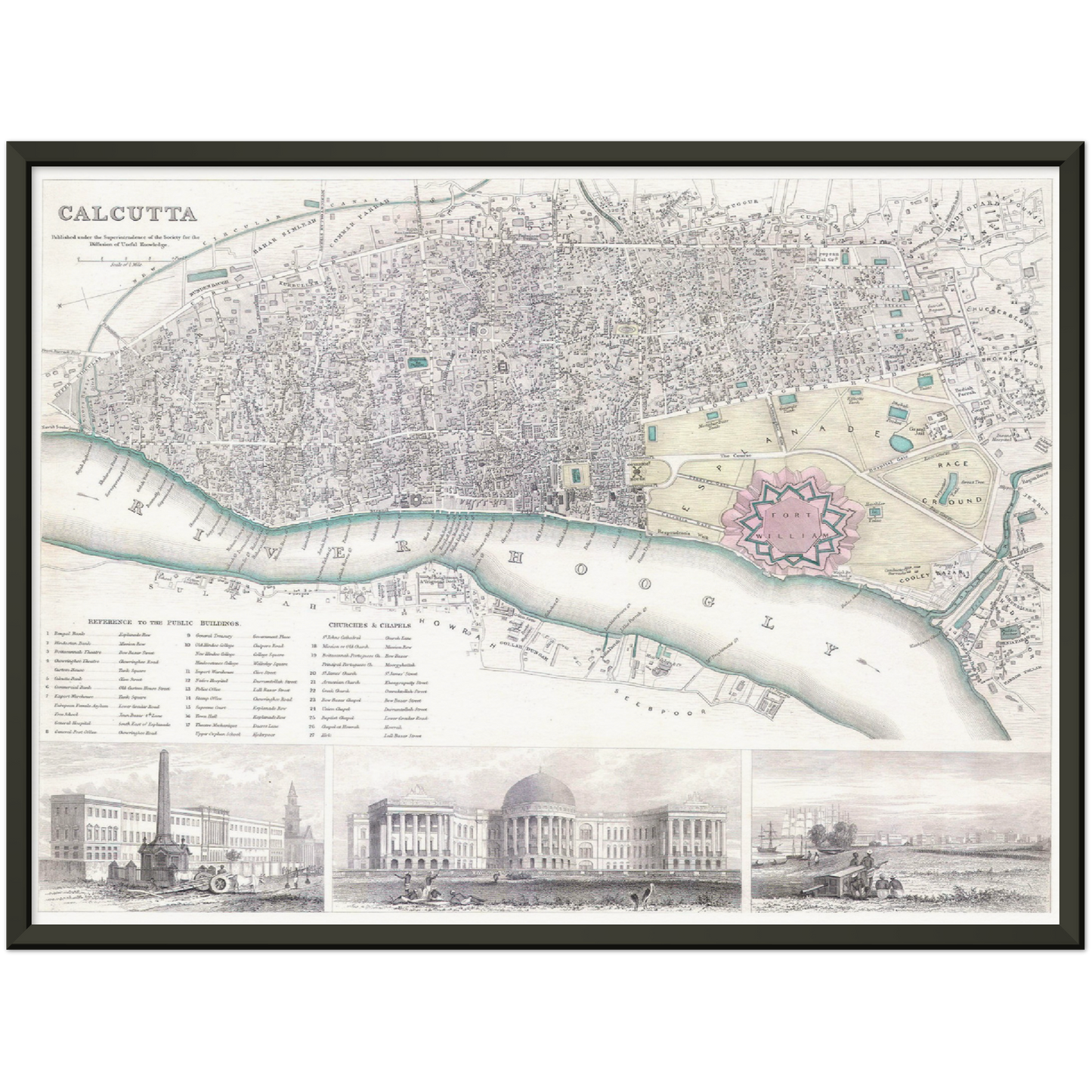 Historischer Stadtplan Kalkutta um 1842