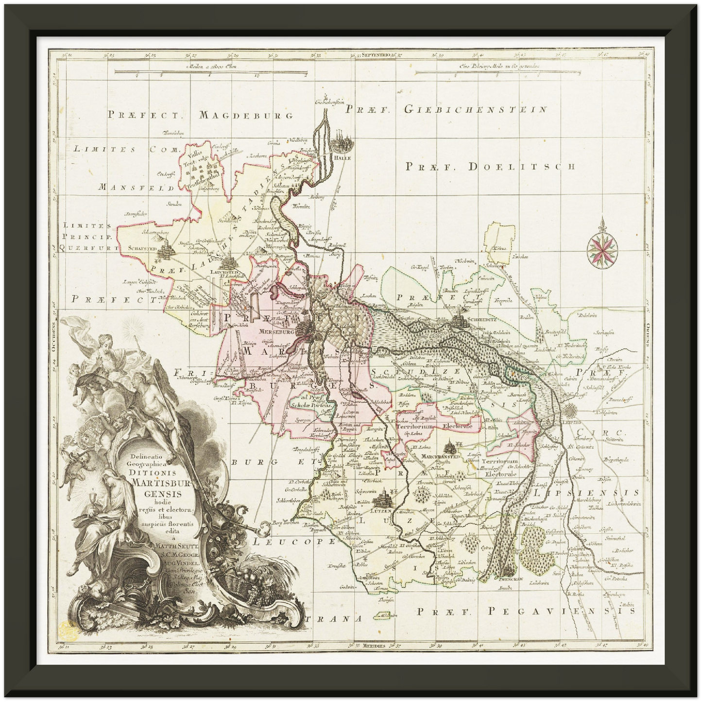 Historische Landkarte Merseburg um 1750