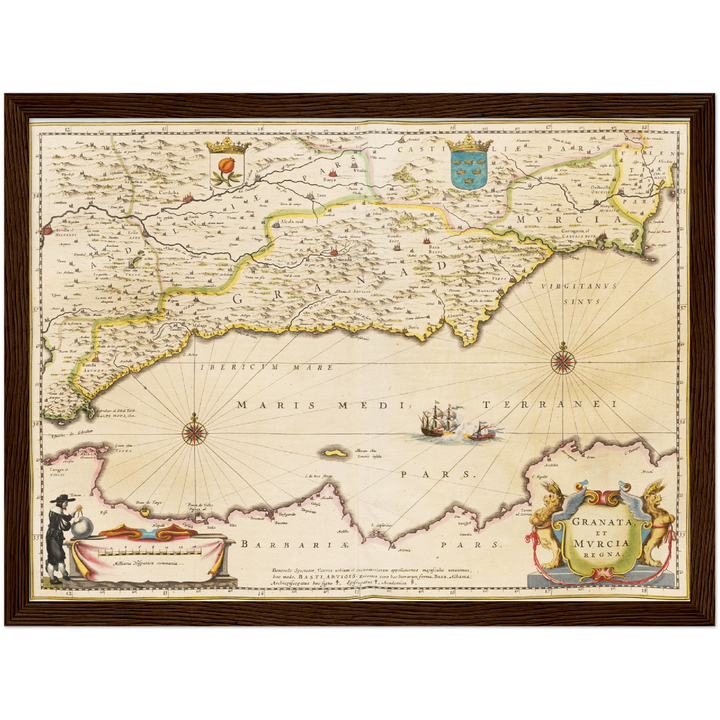 Historische Landkarte Murcia & Granada um 1635