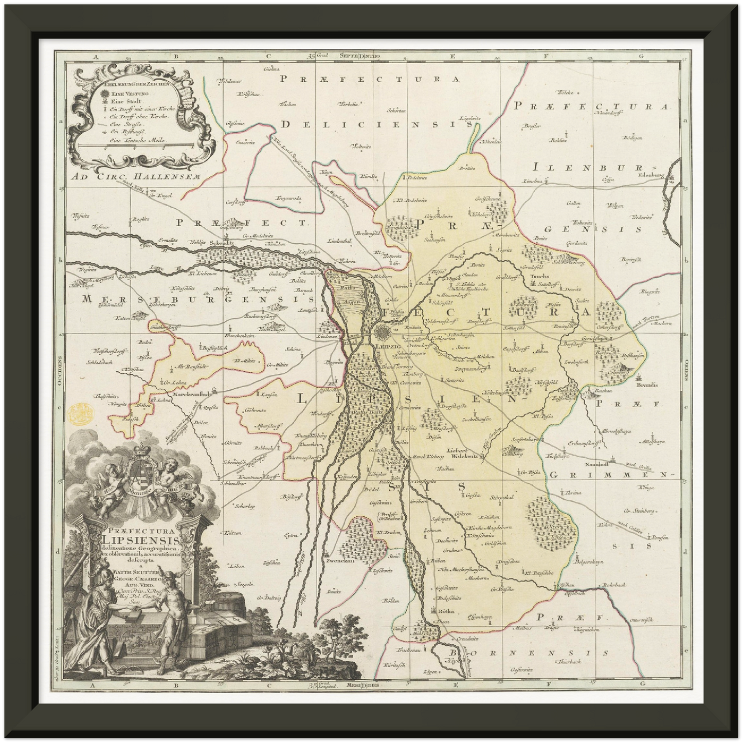 Historische Landkarte Leipzig um 1750