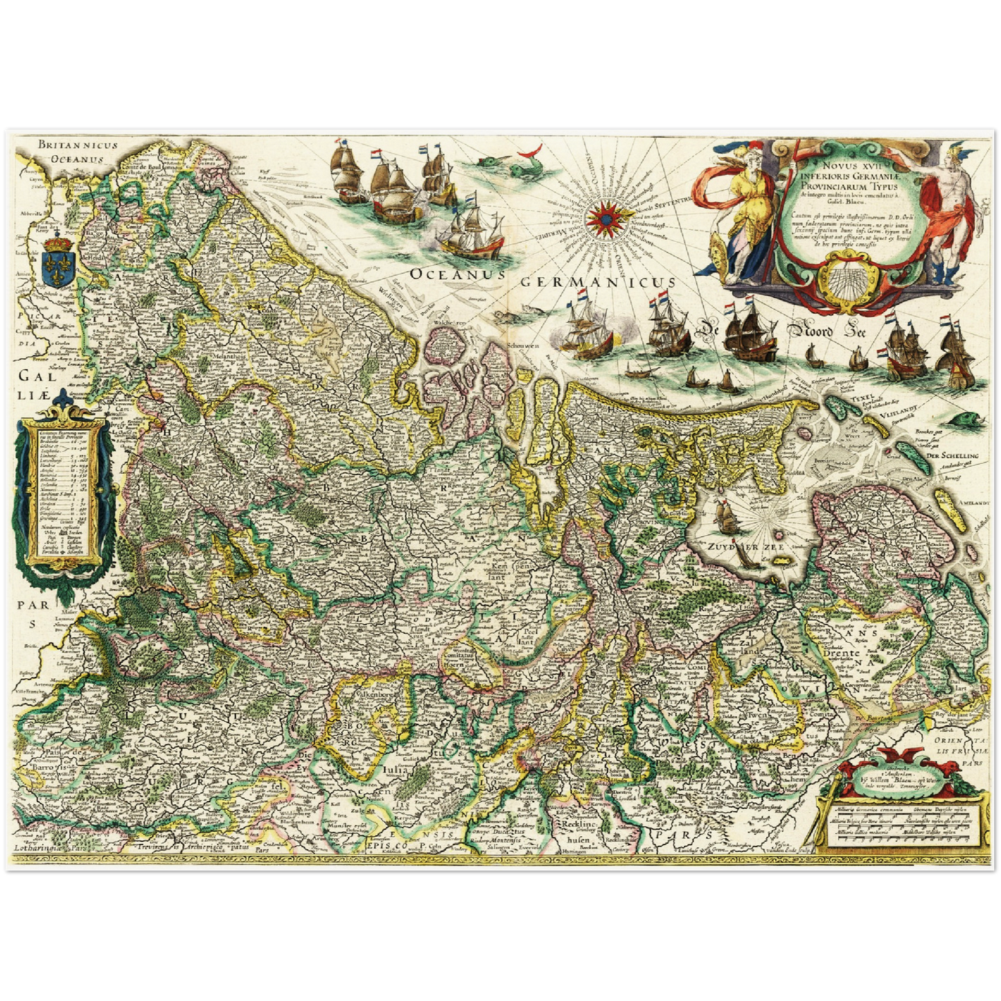 Historische Landkarte Niederlande um 1647