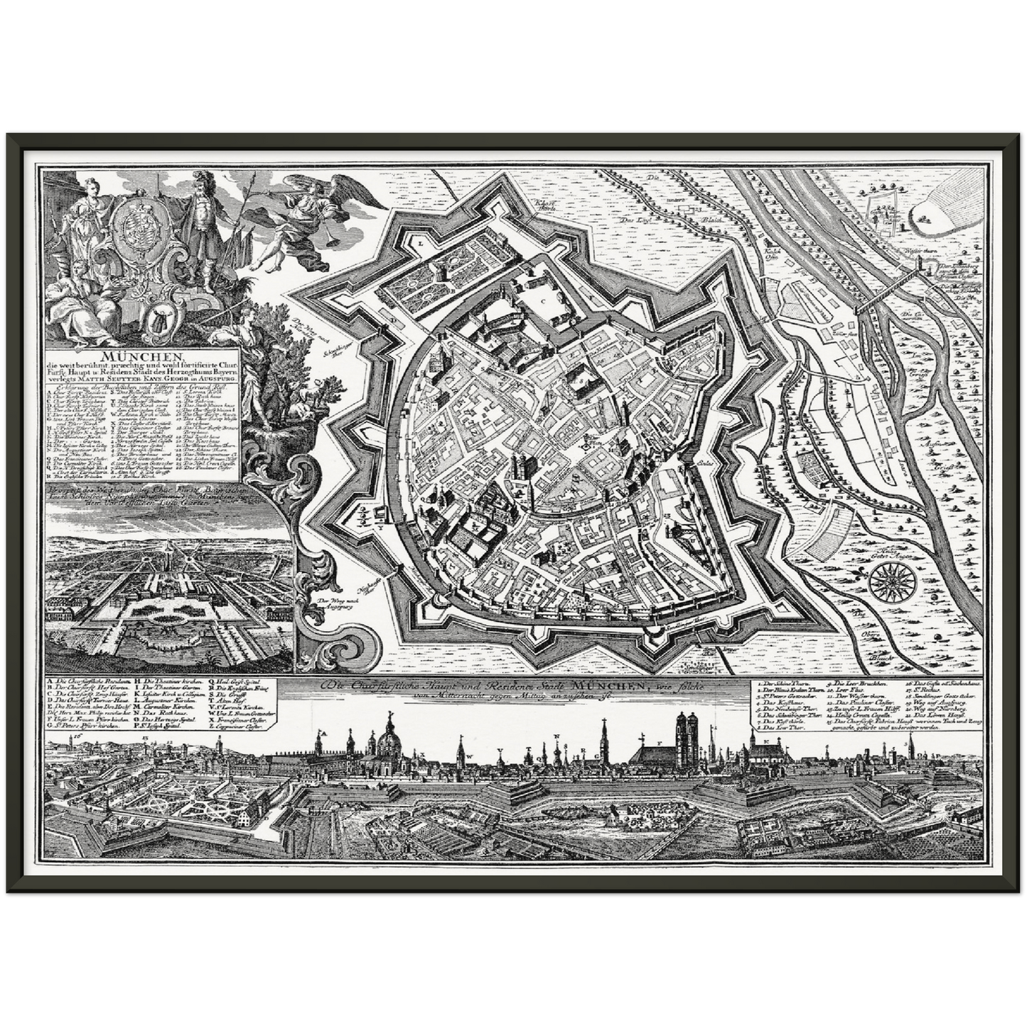 Historischer Stadtplan München um 1740