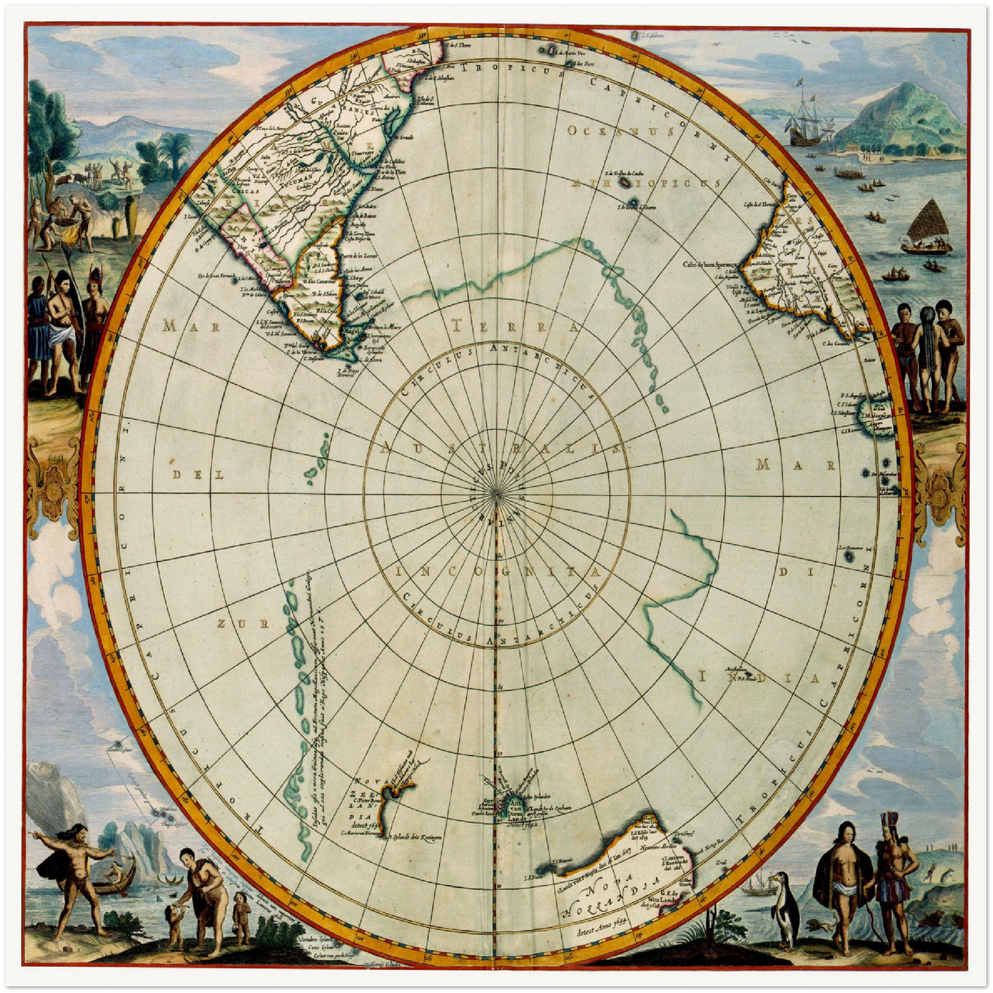 Historische Landkarte Antarktis um 1690