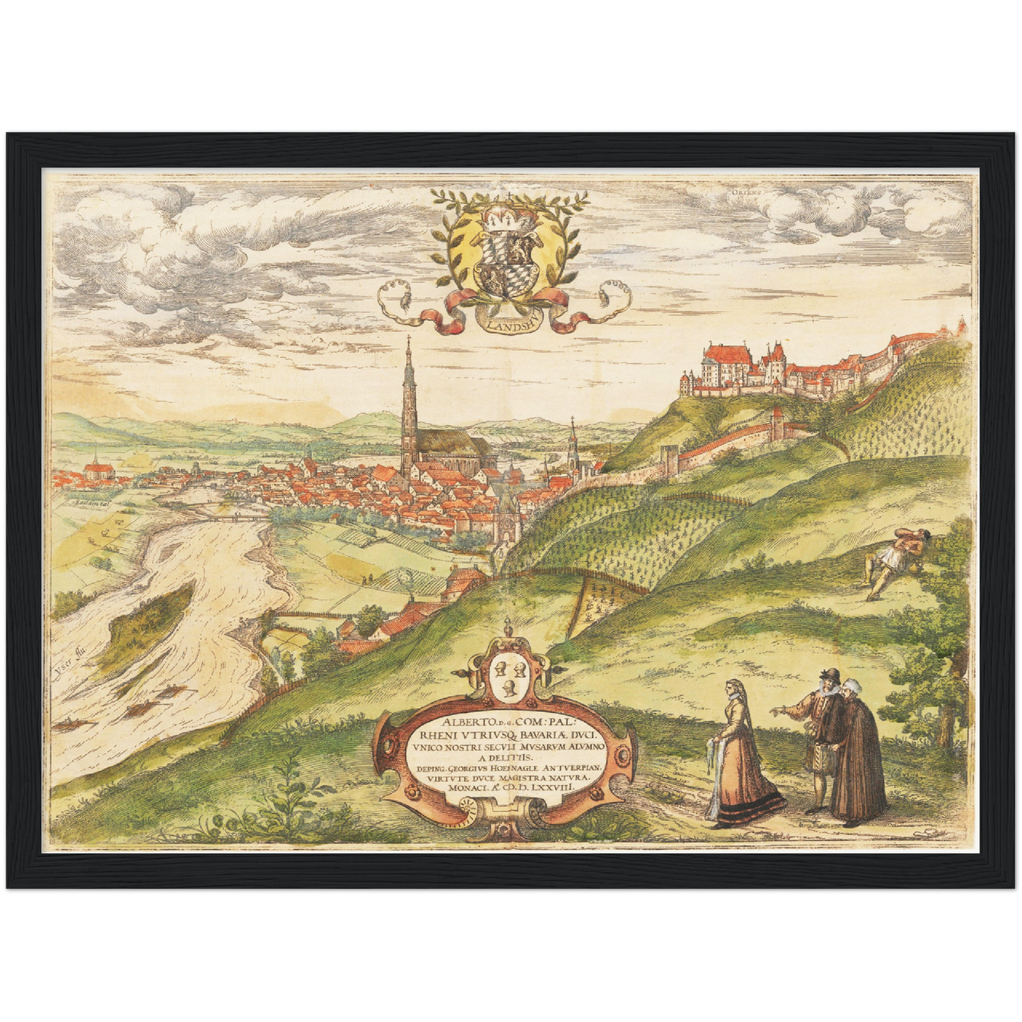 Historische Stadtansicht Landshut um 1582