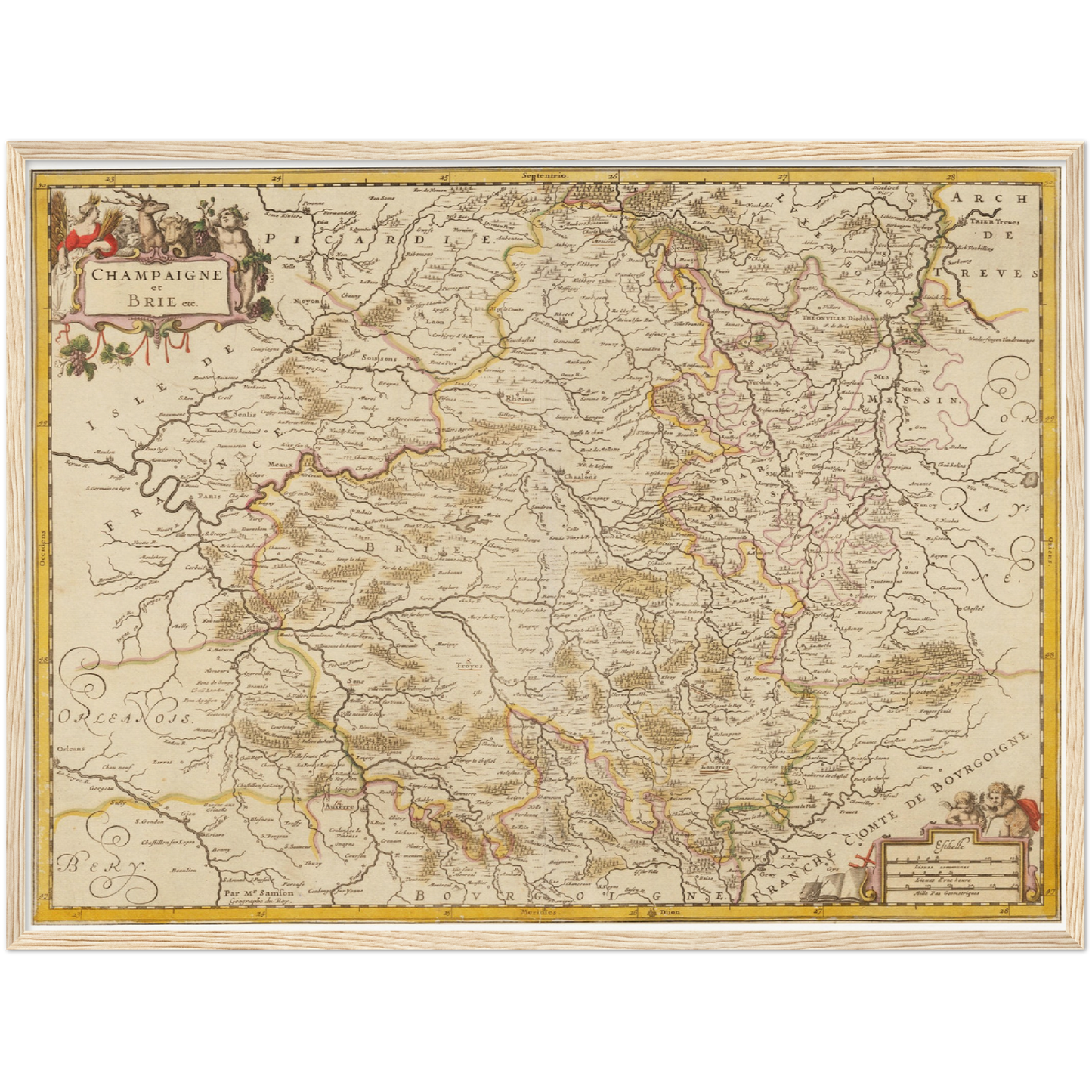 Historische Landkarte Champagne um 1698