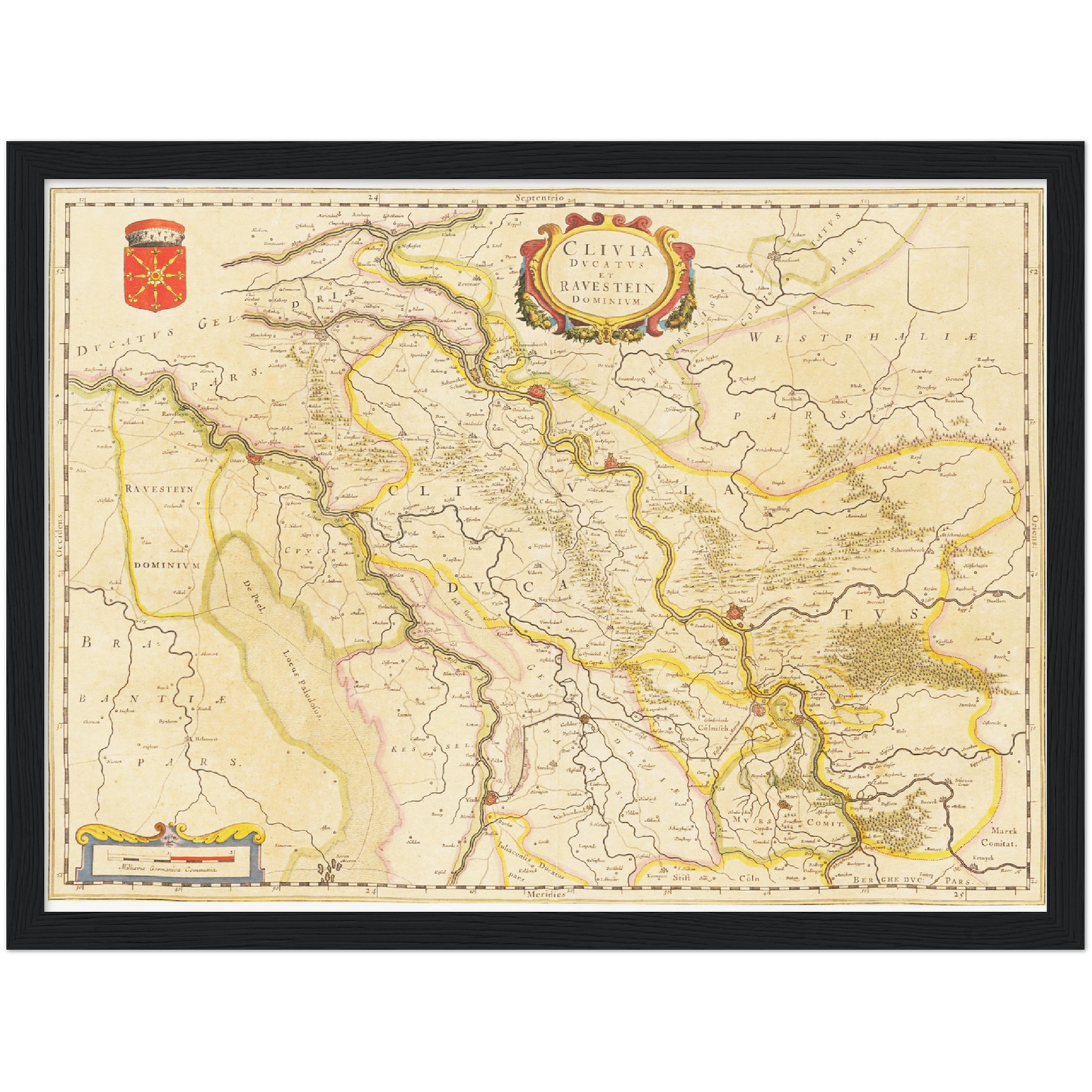 Historische Landkarte Niederrhein um 1635