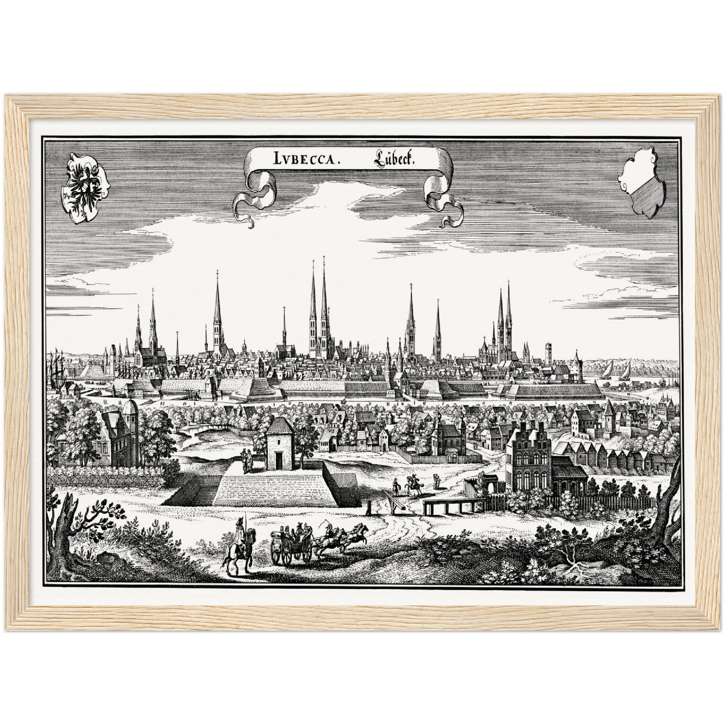 Historische Stadtansicht Lübeck um 1641