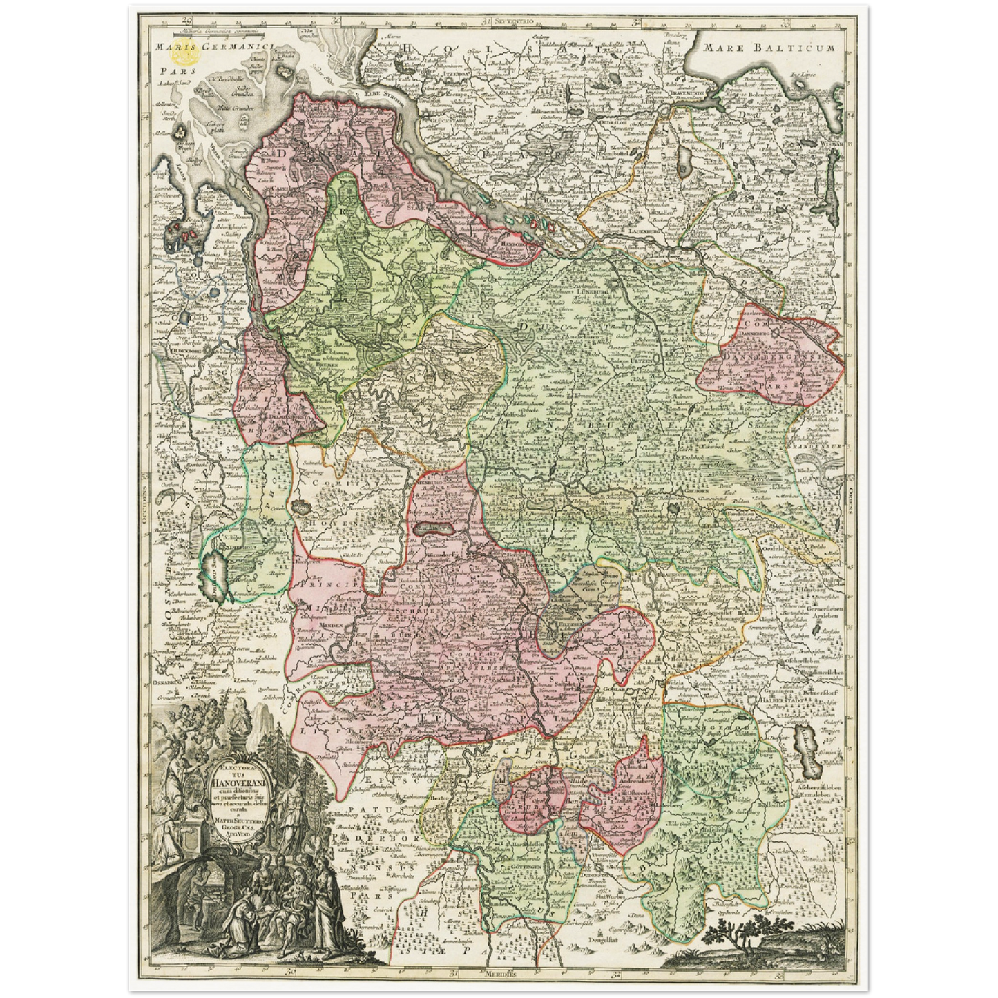 Historische Landkarte Hannover um 1750