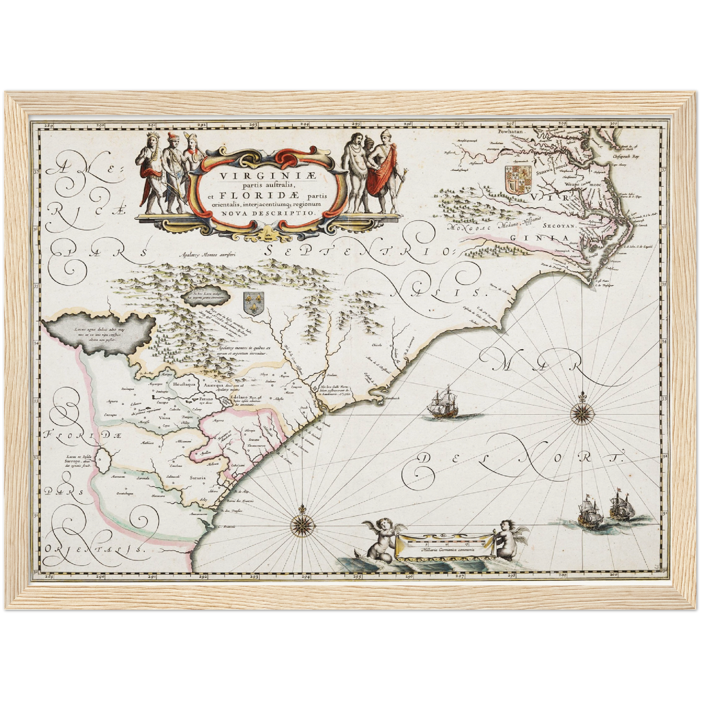 Historische Landkarte Kolonie Virginia um 1670