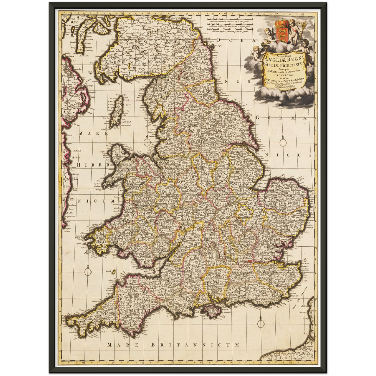Historische Landkarte England um 1698