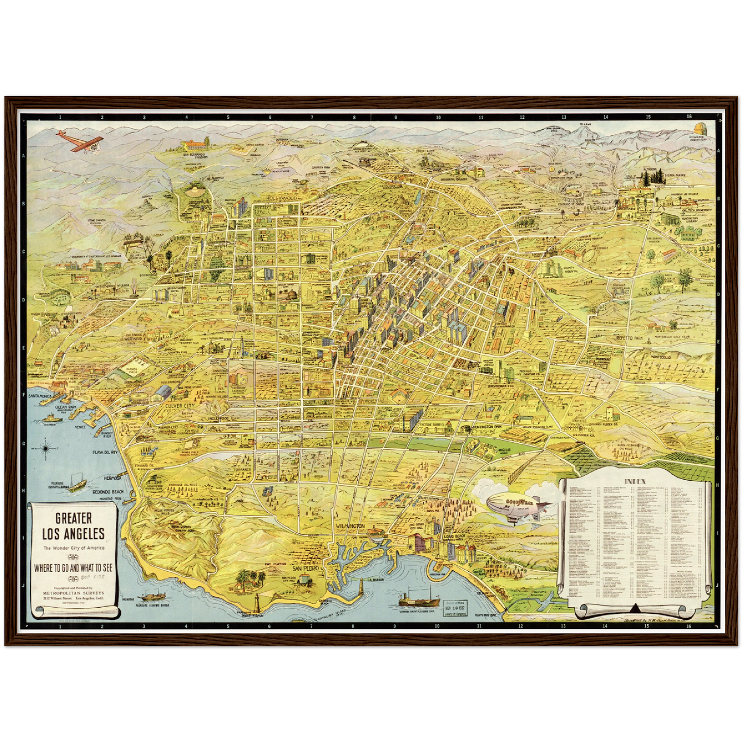 Historische Stadtansicht Greater Los Angeles um 1932