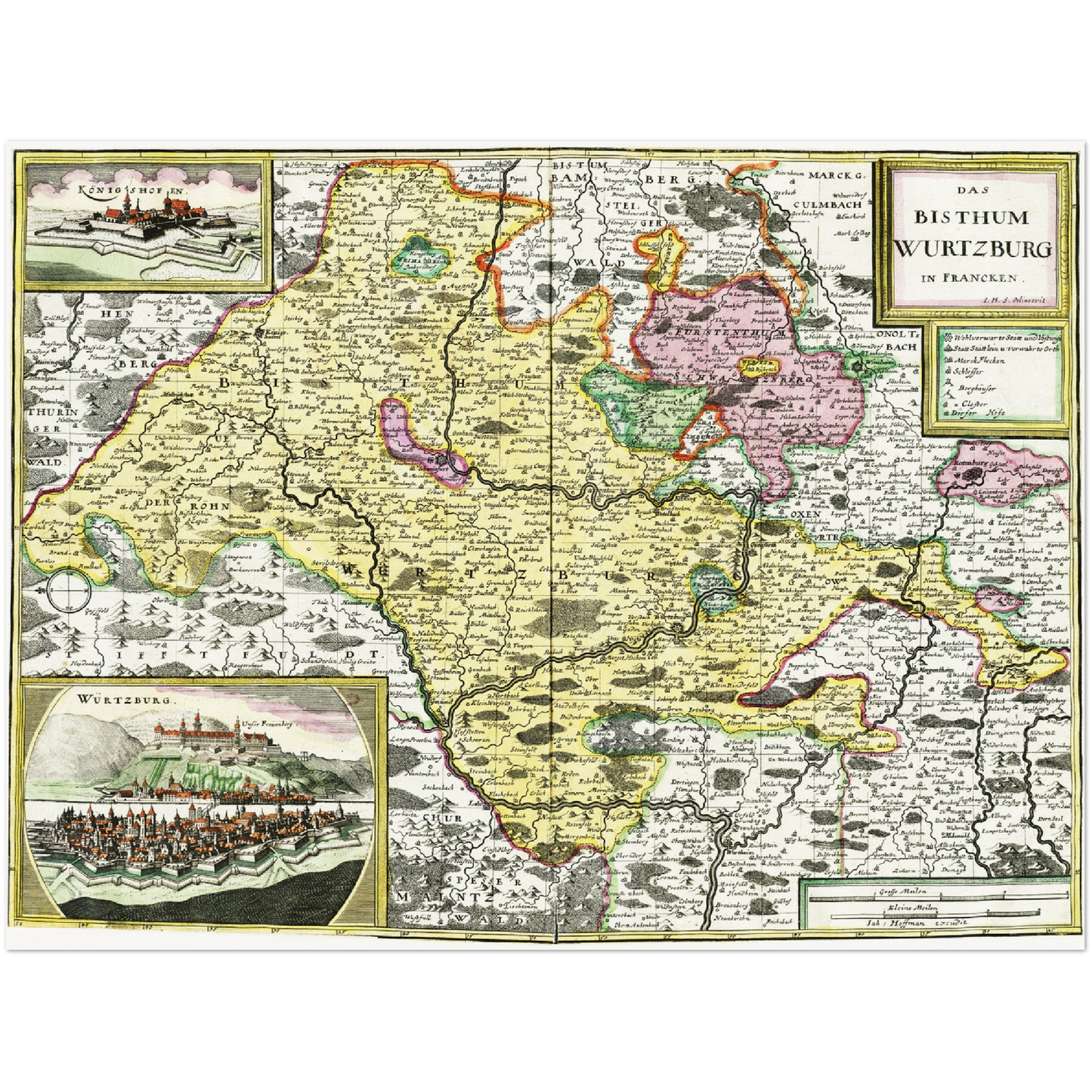 Historische Landkarte Würzburg um 1676