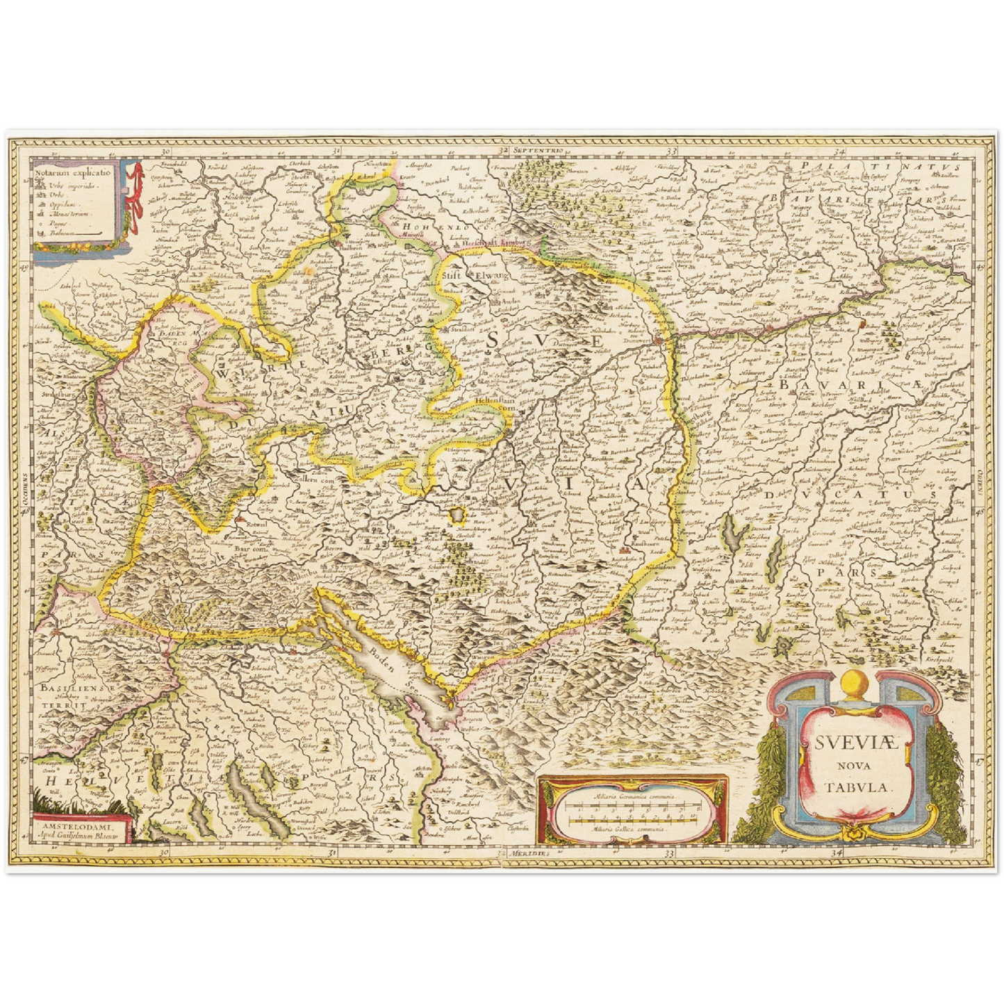 Historische Landkarte Schwaben um 1635