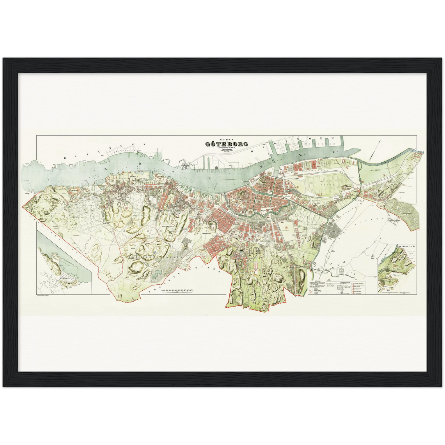 Historischer Stadtplan Göteborg um 1888