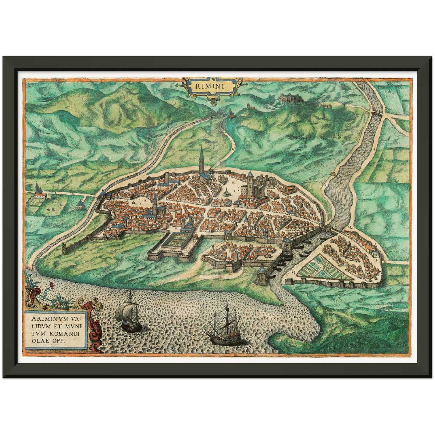 Historische Stadtansicht Rimini um 1609